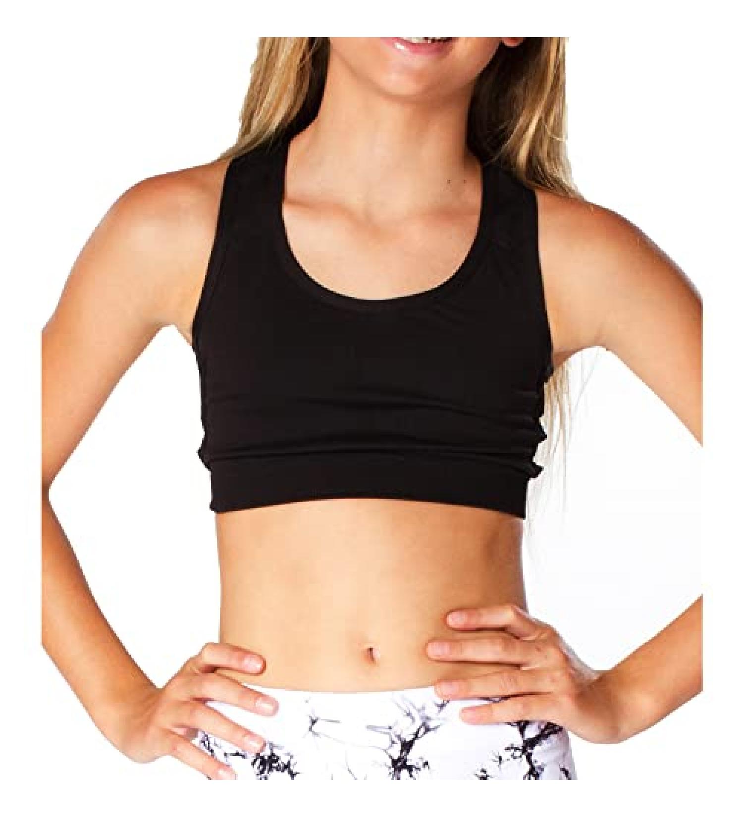 Malibu Sugar Girls Seamless Sports Bra (7-14) Racer Back Side Straps Black - Buy Online on GoSupps.com