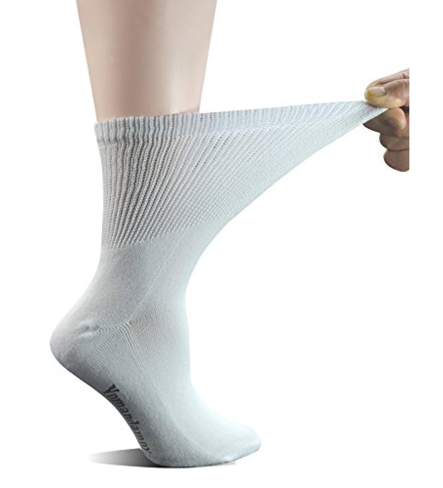 Yomandamor Women's Non-Binding Cotton Crew Diabetic Socks - 5 Pairs White - Buy Online on GoSupps.com