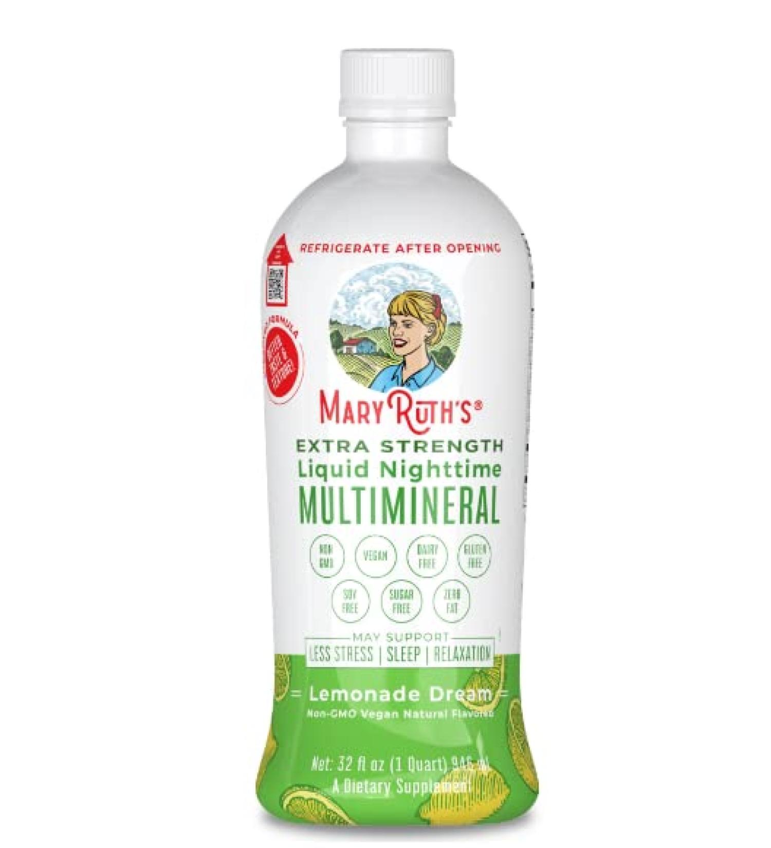 Nighttime Liquid Multimineral Supplement - Sugar Free Sleep Support for Adults & Kids - Magnesium, Calcium & MSM - Lemonade Flavor - Vegan & Gluten Free | 32 Servings - Buy Online on GoSupps.com