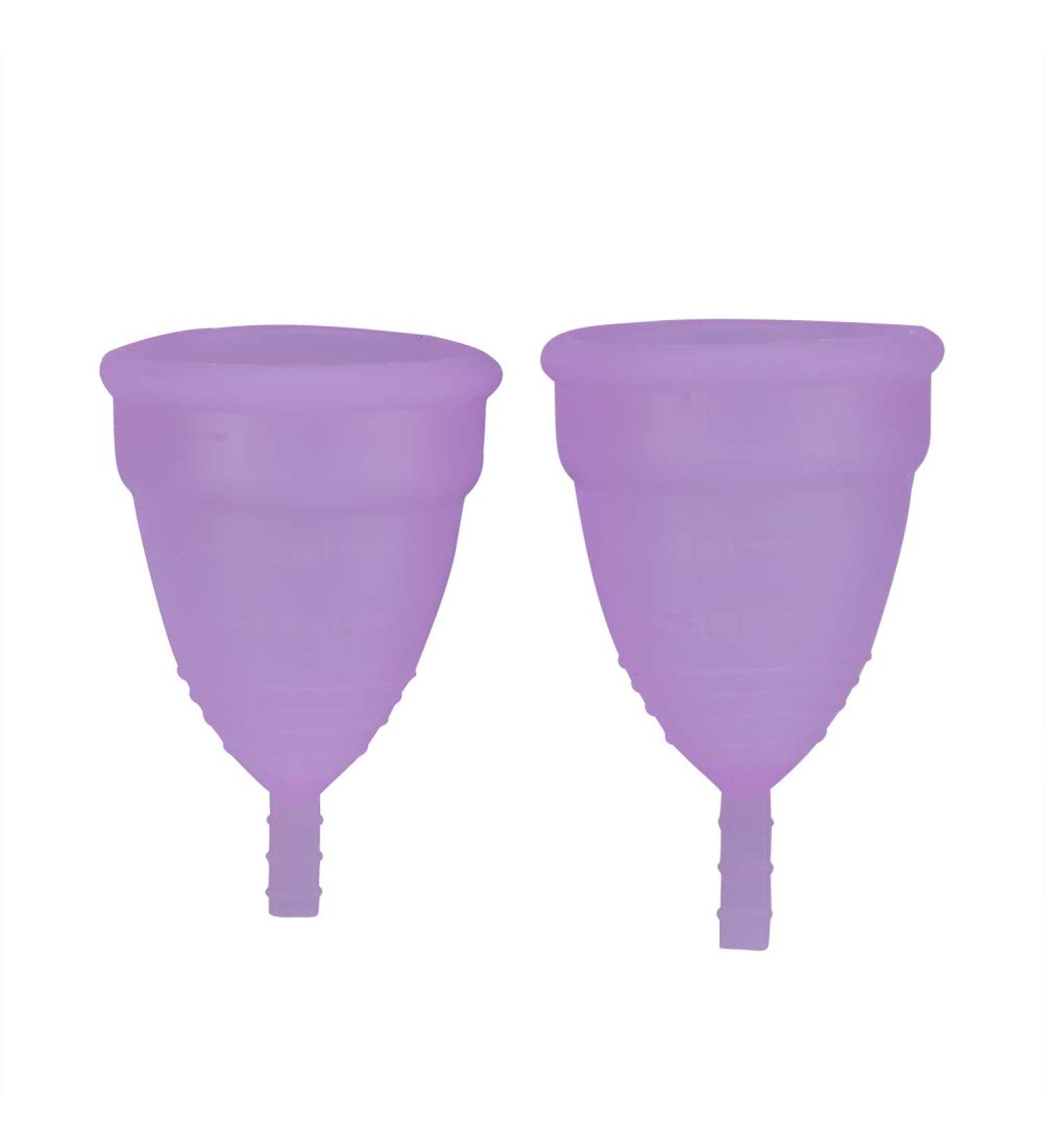3 Colors 2PCs Reusable Menstrual Cup Set - Eco-Friendly Women's Hygiene Care (Purple) | Anti-Losing & Comfortable - Buy Online on GoSupps.com