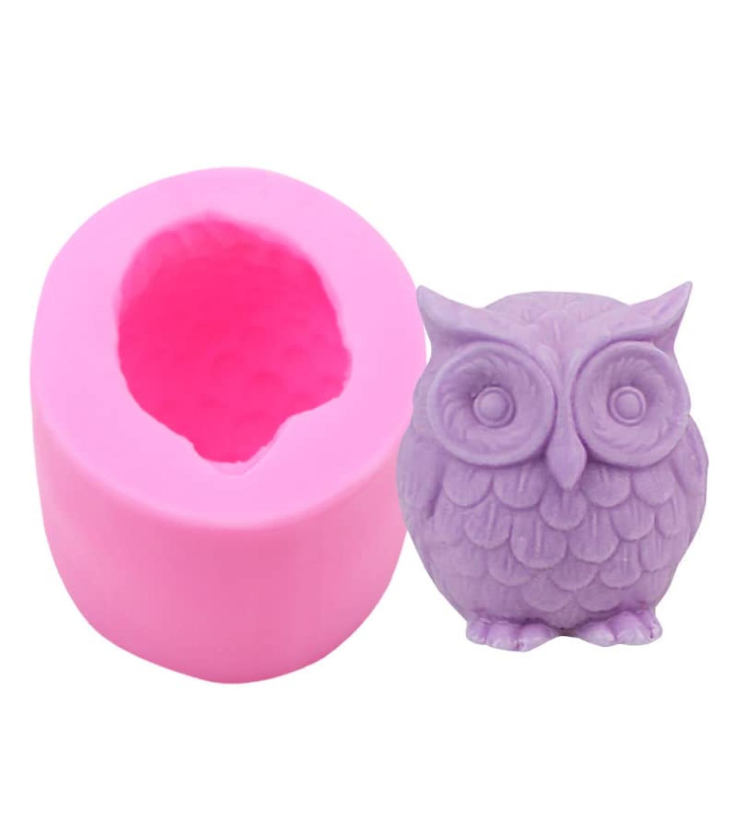 XIASA 3D Candle Silicone Mold Owl Mold  Used for Making Candle Cake Chocolate Hard Candy in Kitchen Accessories  Pink  5x5x5.5cm (17-02)