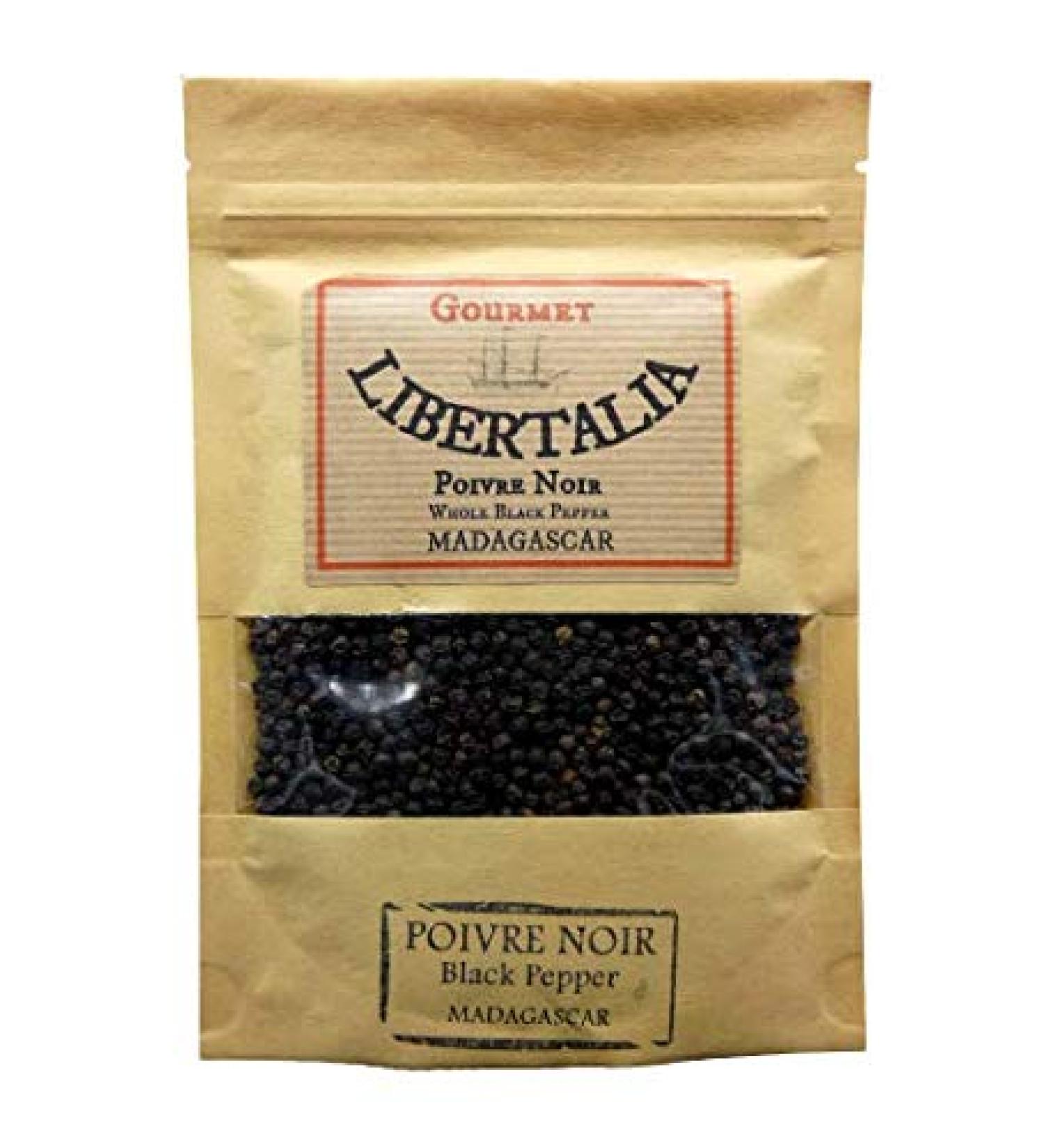 Madagascar gourmet black peppercorns 200gr in resealable kraft bag. Sustainable agriculture