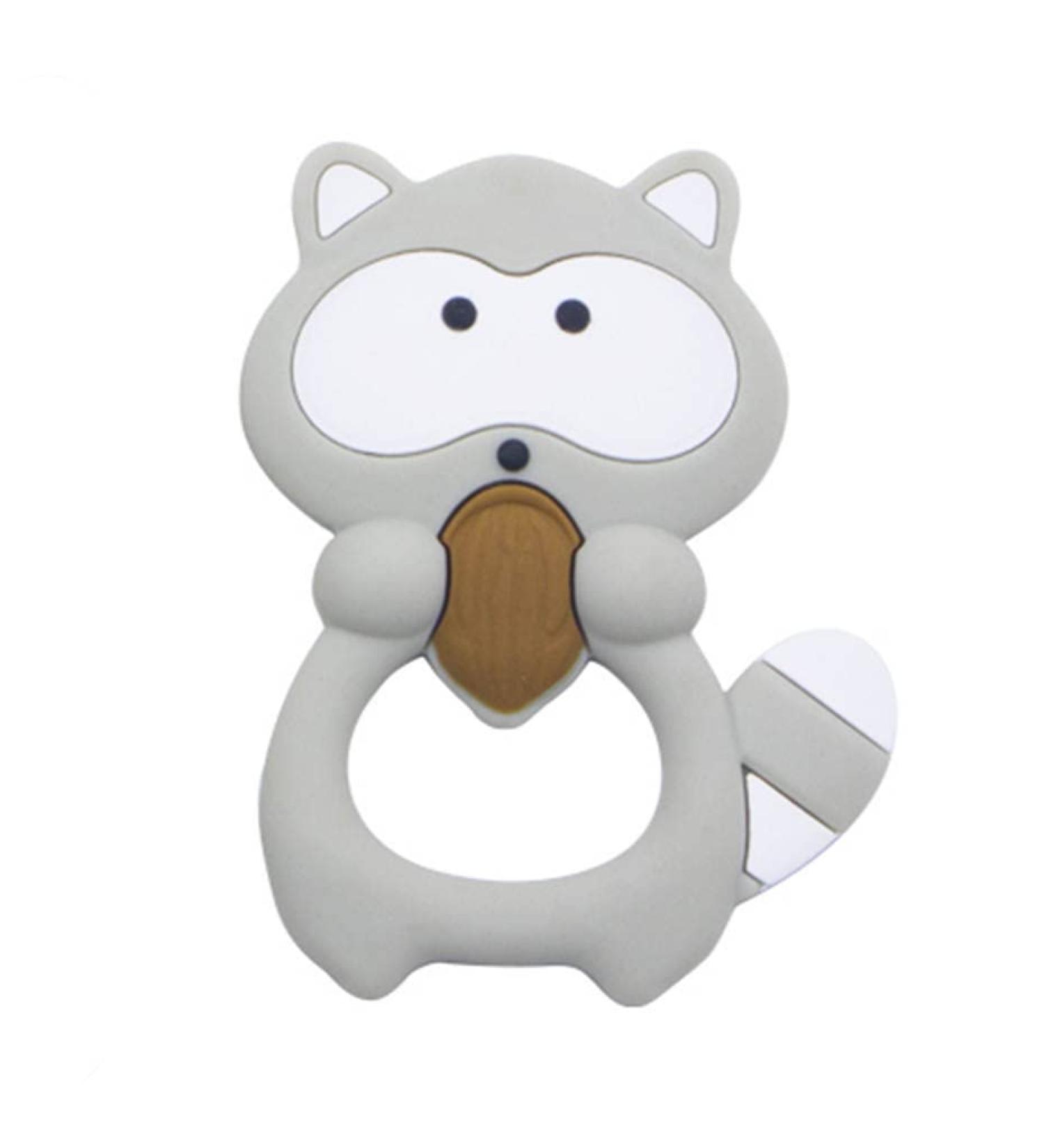 Duperior Raccoon Teether for Babies | BPA & PVC Free Silicone Teething Aid | Easy to Clean | Grey - Buy Online on GoSupps.com