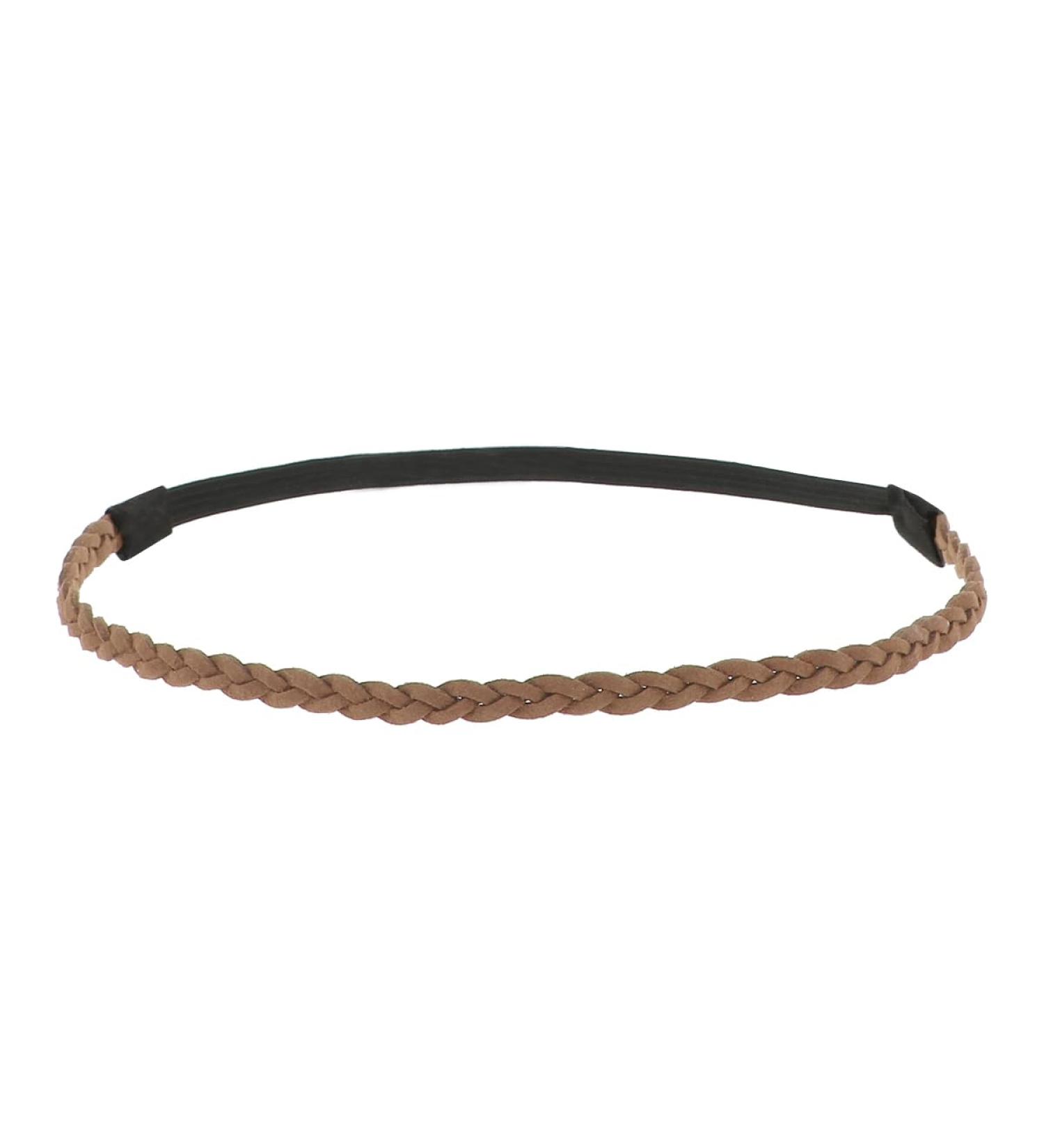 Light Brown Suede Braided Hairband for Women - Vintage Boho Velvet Headband - One Size Thin Wedding Accessory - Buy Online on GoSupps.com