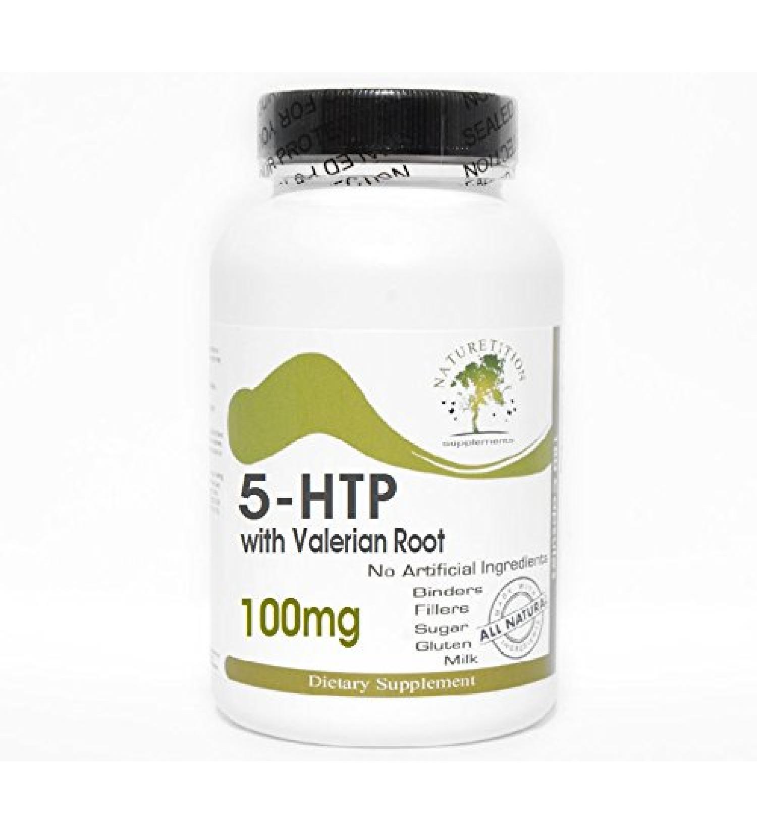 5-HTP 100mg with Valerian Root 90 Capsules - No Additives Naturetition Supplements