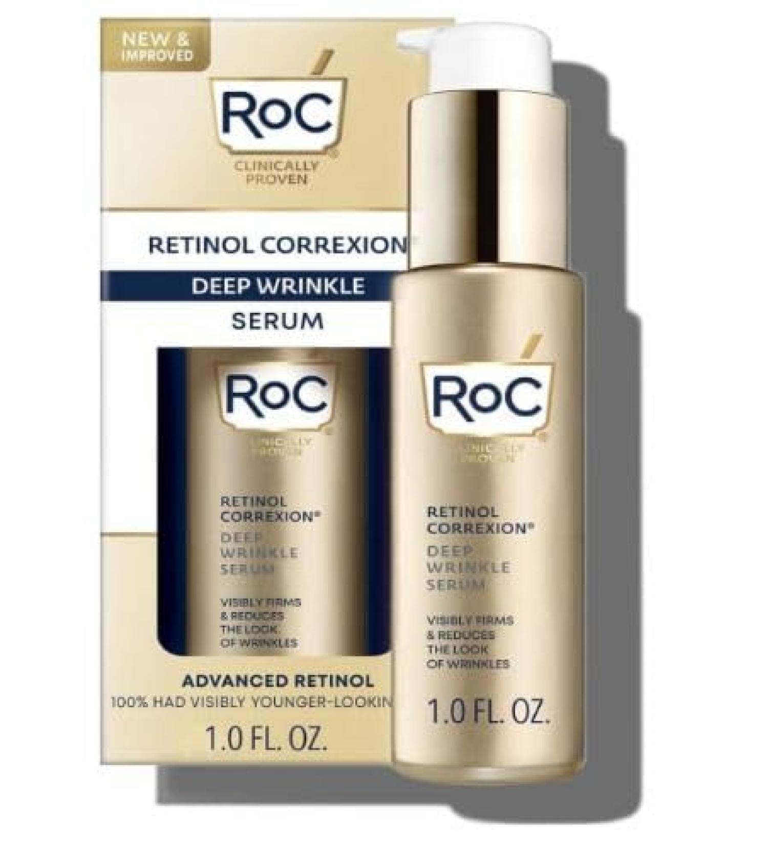 Roc Retinol Correxion Deep Wrinkle Face Serum with Ascorbic Acid - 1 oz | Anti-Aging Skincare for Youthful Glow - Buy Online on GoSupps.com