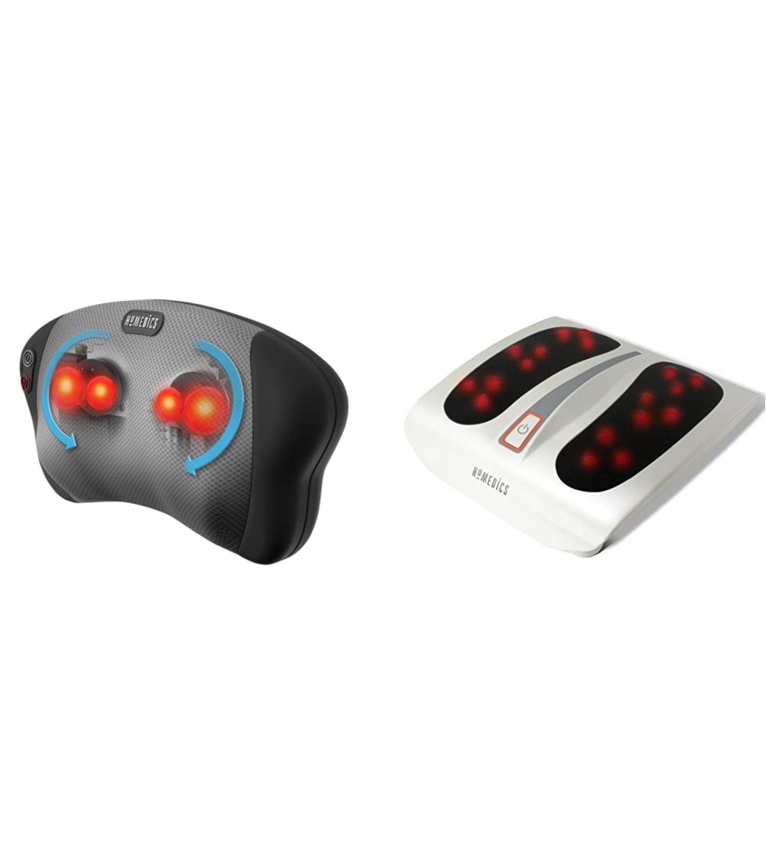 Buy Homedics Shiatsu Massage Cushion & Foot Massager Bundle - Deep Tissue Relief with Heat - 18 Massage Heads for Ultimate Foot Care - Buy Online on GoSupps.com
