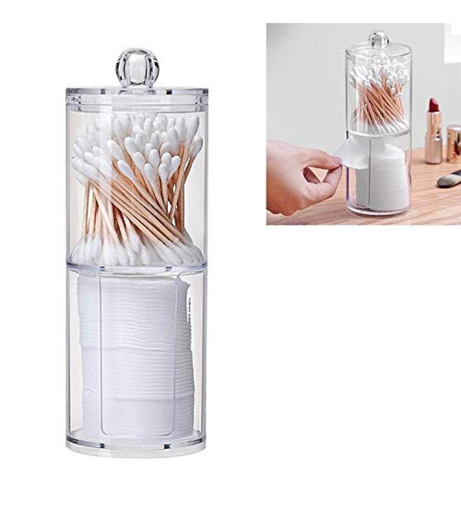 Buy ZQ Transparent Round Plastic Cosmetic Bag - Ideal Cotton Swab & Cotton Pads Storage Box | International Shipping Available - Buy Online on GoSupps.com