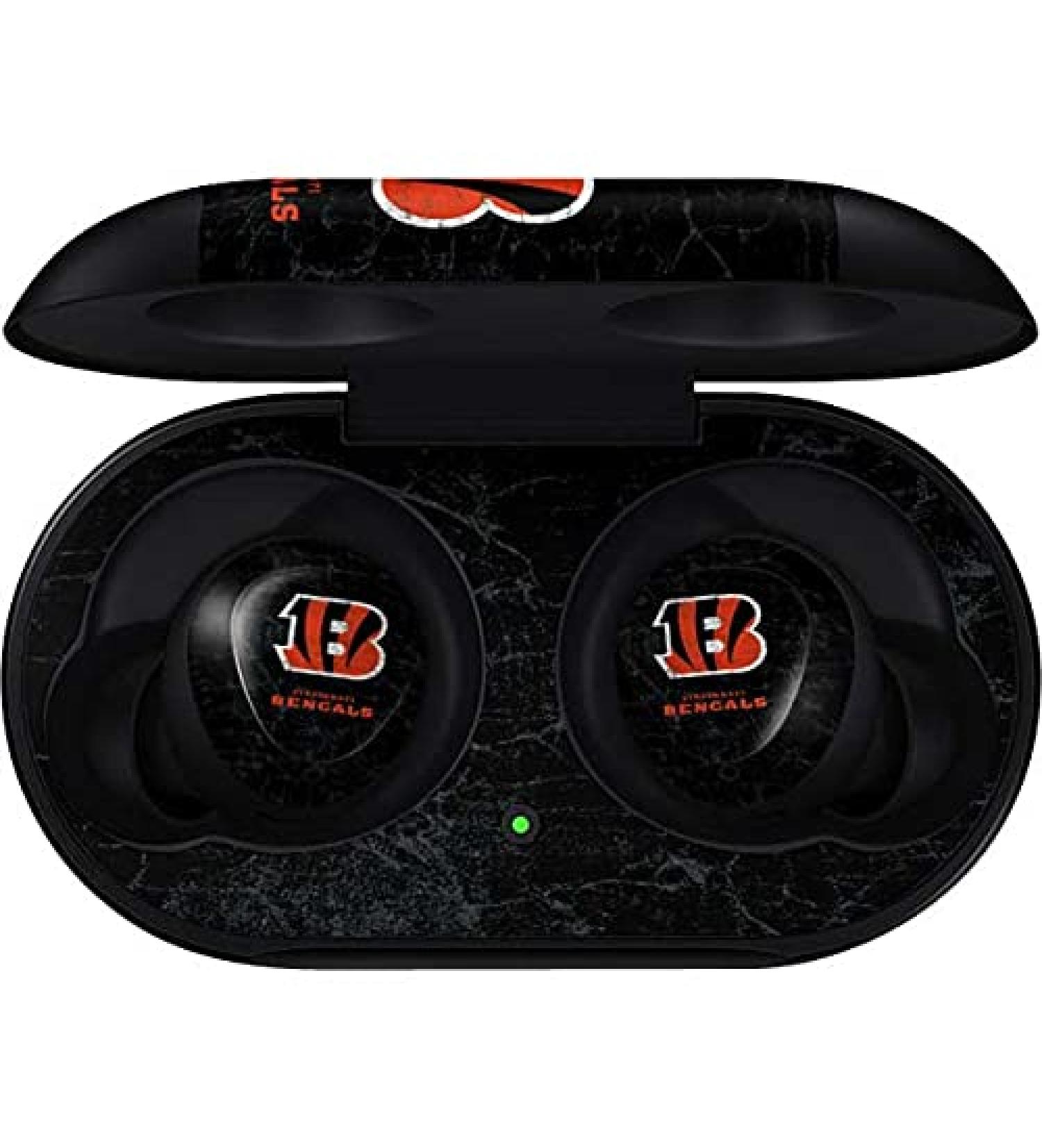 Skinit Decal Audio Skin Compatible with Samsung Galaxy Buds - Officially Licensed NFL Cincinnati Bengals - Distressed Design