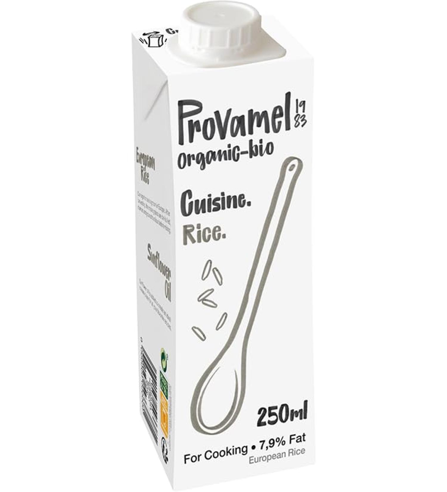 Provamel organic-bio rice cuisine cooking cream biological rice product for cooking vegan uht 15x250ml 15 pack rice 250 ml (15 pack)