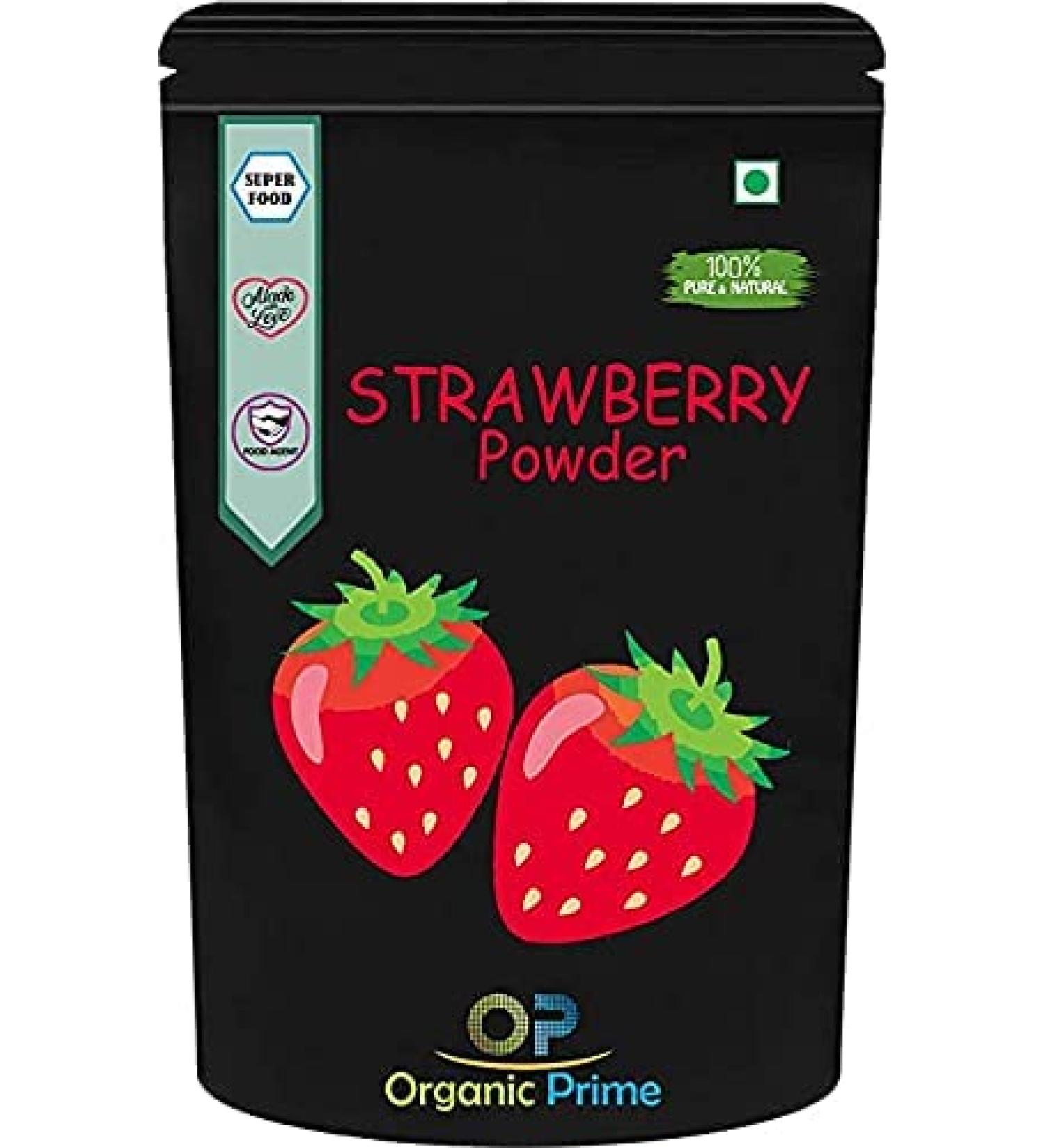 ORGANIZE AOZA Organic Prime Strawberry Powder High in vitamin C and natural taste Dry No Added Sugars and Preservatives 100 GM by Organic Prime