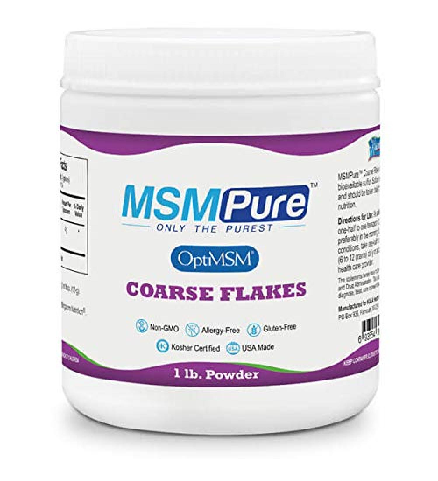 Kala Health MSMPure Coarse Powder Flakes - 1lb 1 Pound - 99.9% Pure Organic Sulfur Crystals Supplement - Made in USA - Buy Online on GoSupps.com