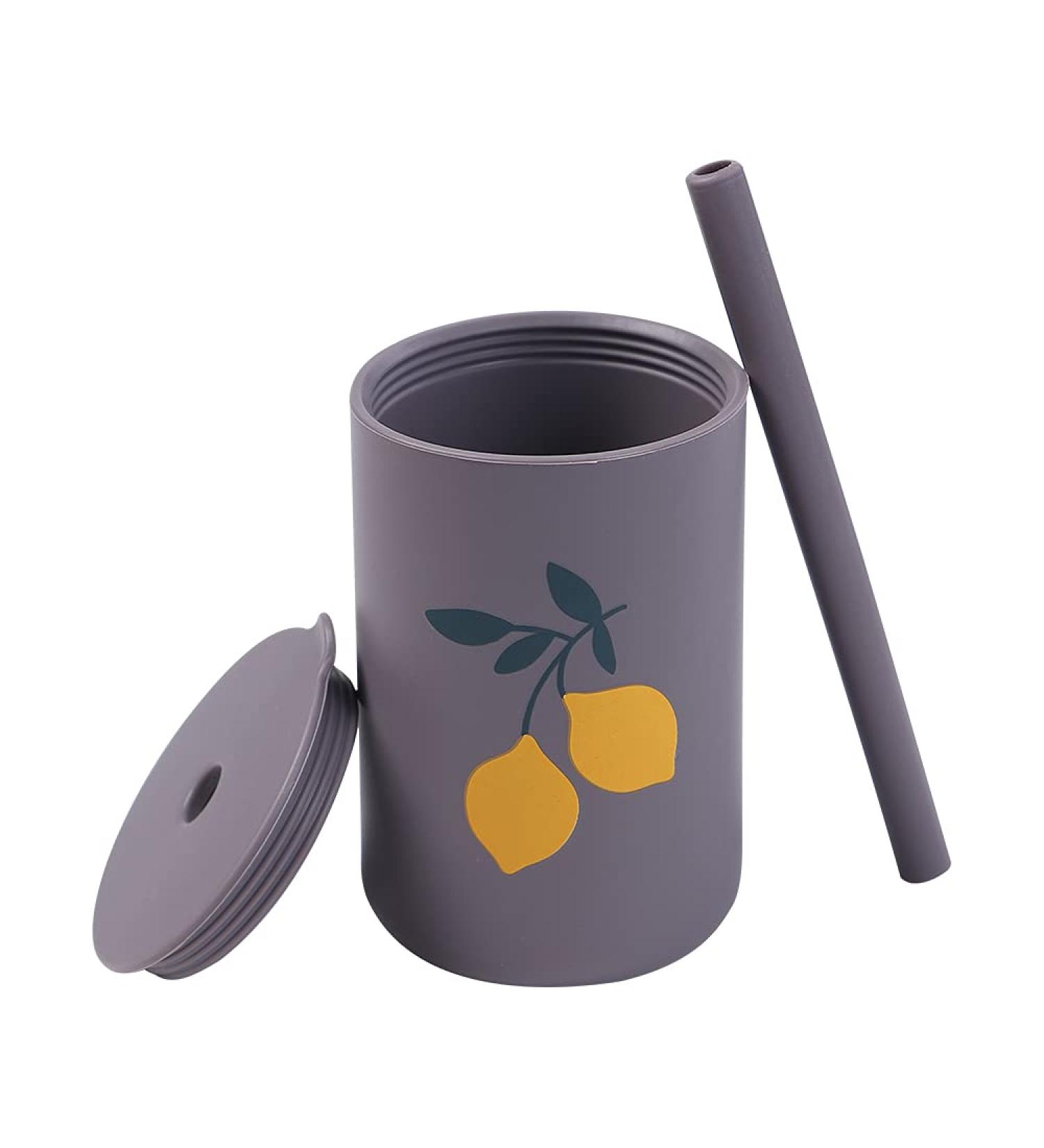 Mini Toddler Silicone Straw Cup - Spill Proof Sippy Cup for Babies 6 Months+ | BPA Free, Unbreakable, with Lid and Straw - Lemon - Buy Online on GoSupps.com