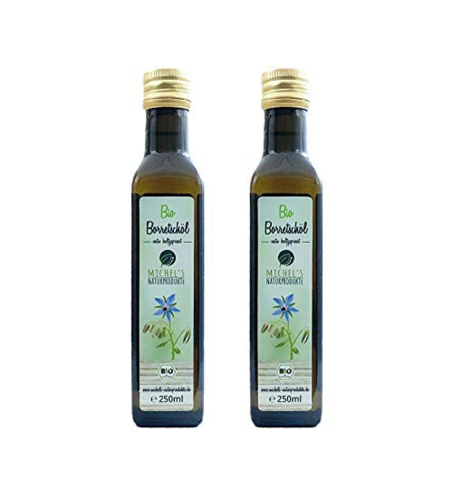 Organic Borage Oil 500ml - 100% Natural Cold Pressed Virgin Oil (Pack of 2 x 250ml) - International Shipping - Buy Online on GoSupps.com