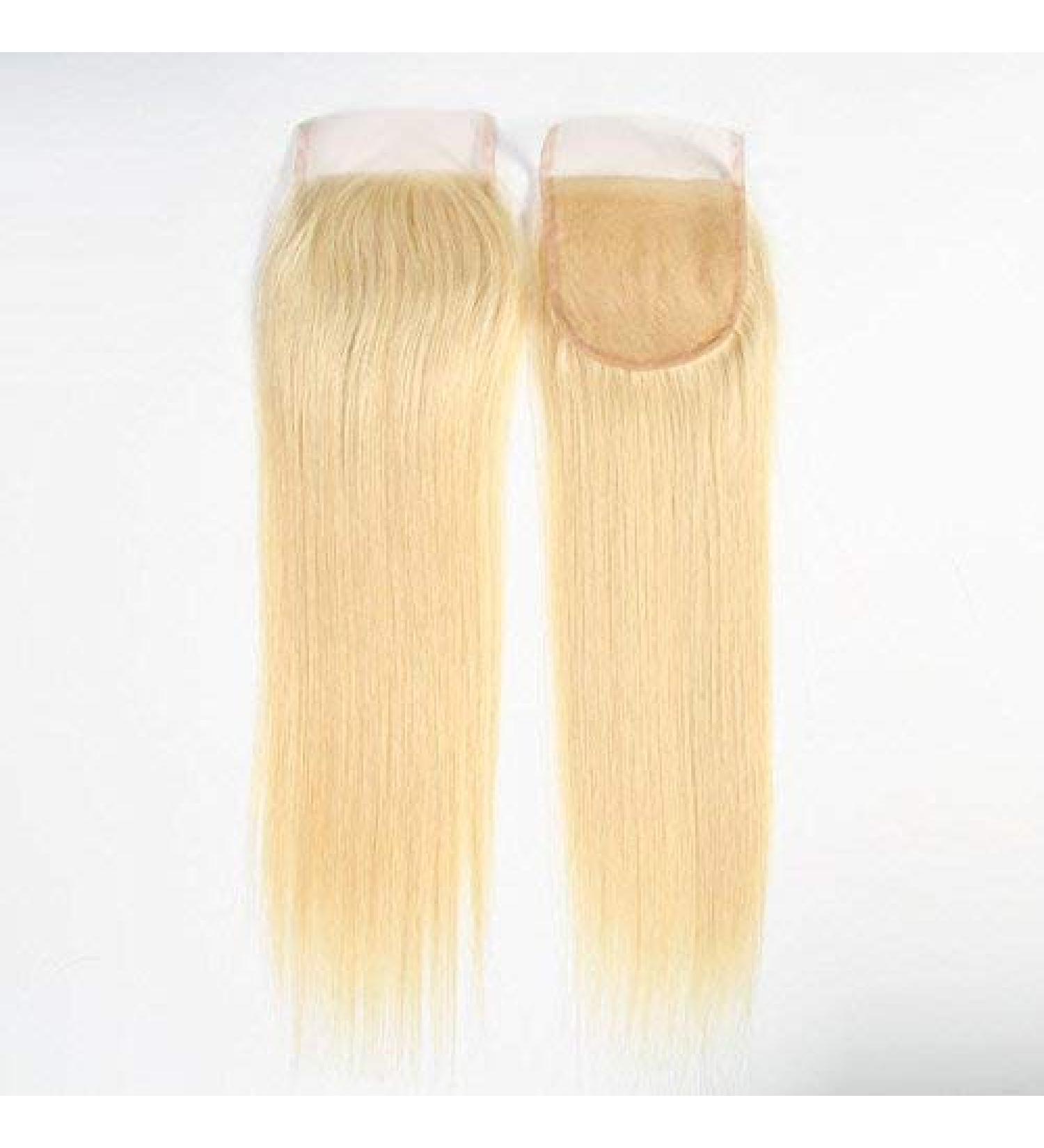 SeraphicWig 20" Swiss Lace Top Closure 4"x4" Silky Straight Brazilian Virgin Human Hair Lace Closure With Baby Hair Honey Blonde Colour #613 Free Part - Buy Online on GoSupps.com