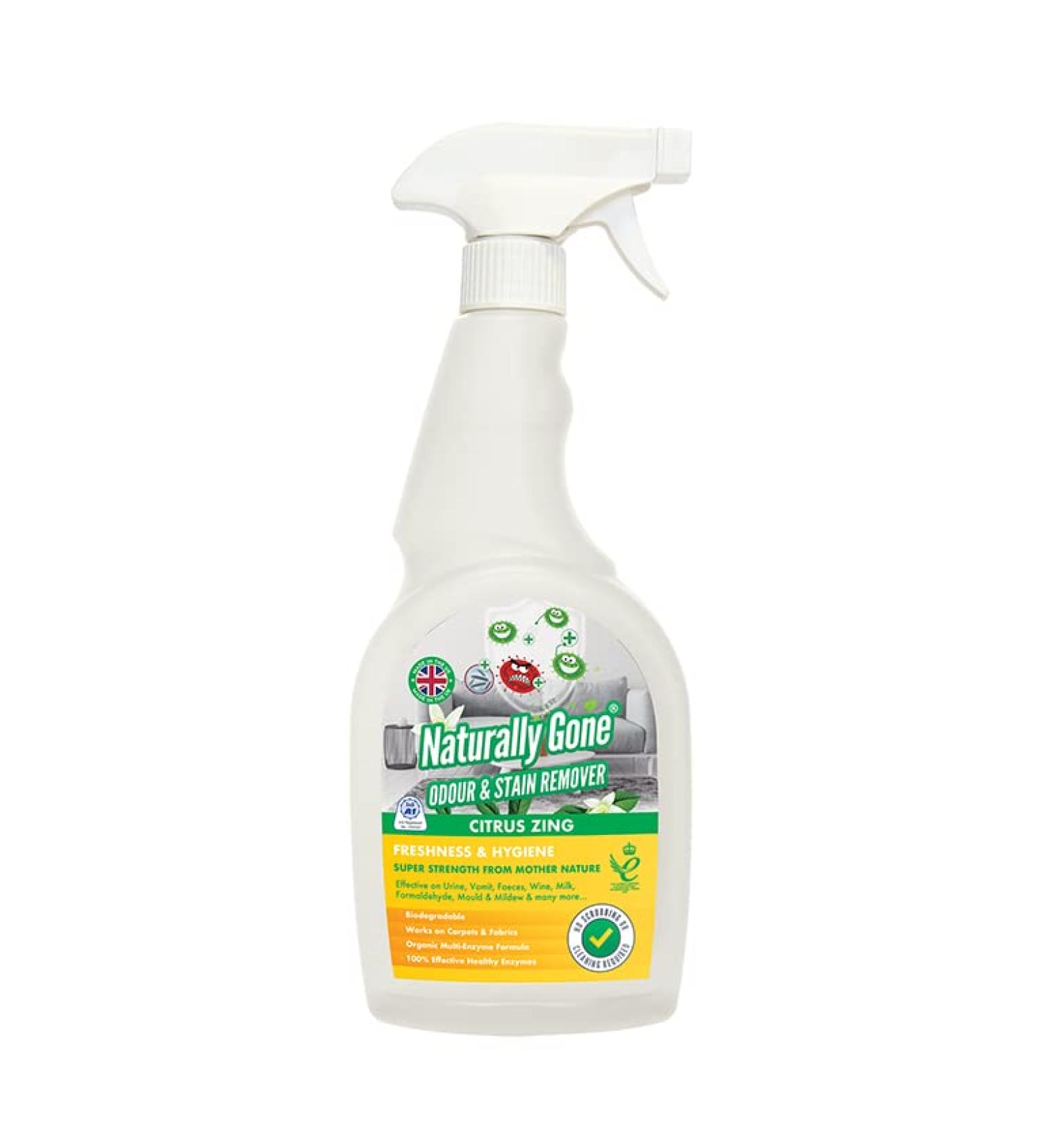 NATURALLY GONE Citrus Zing Odour Eliminator by Airpure Heat Sealed Cap Enzyme Cleaner Removes Smells and Stains Cat Litter Freshener Works on Urine Vomit Faeces and More - CITRUS ZING Fragrance - Buy Online on GoSupps.com