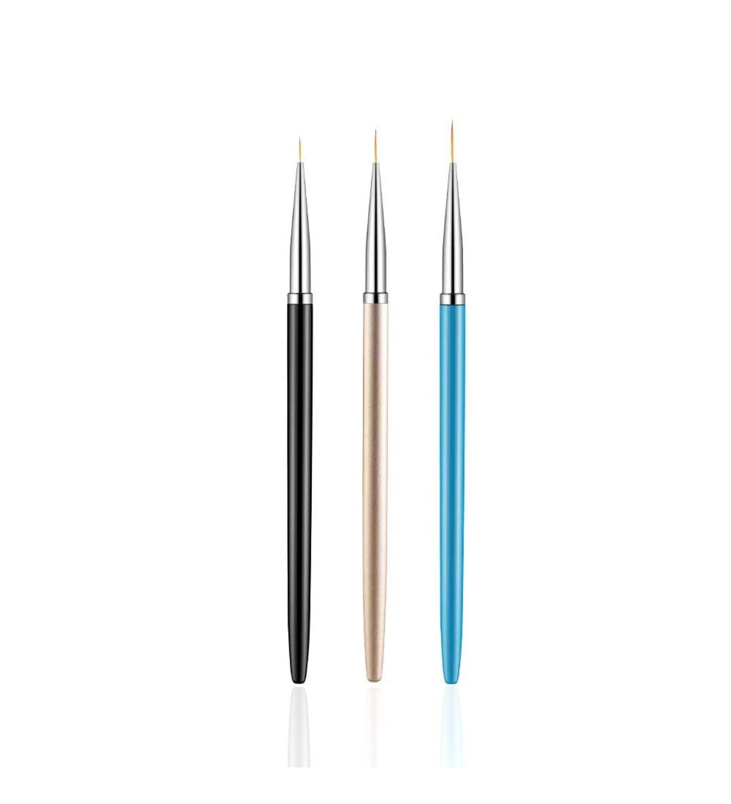 3PCS Nail Art Liner Brushes - UV Gel Painting Acrylic Design Pens (7/9/11mm) - Buy Online on GoSupps.com