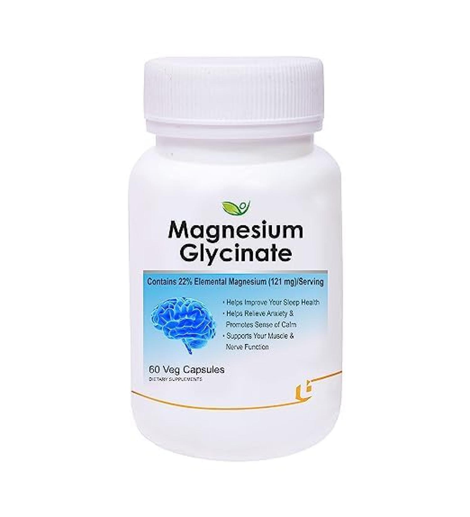 Magnesium Glycinate - 60 Veg Capsules Supports Bone Health Nerve & Muscle Function