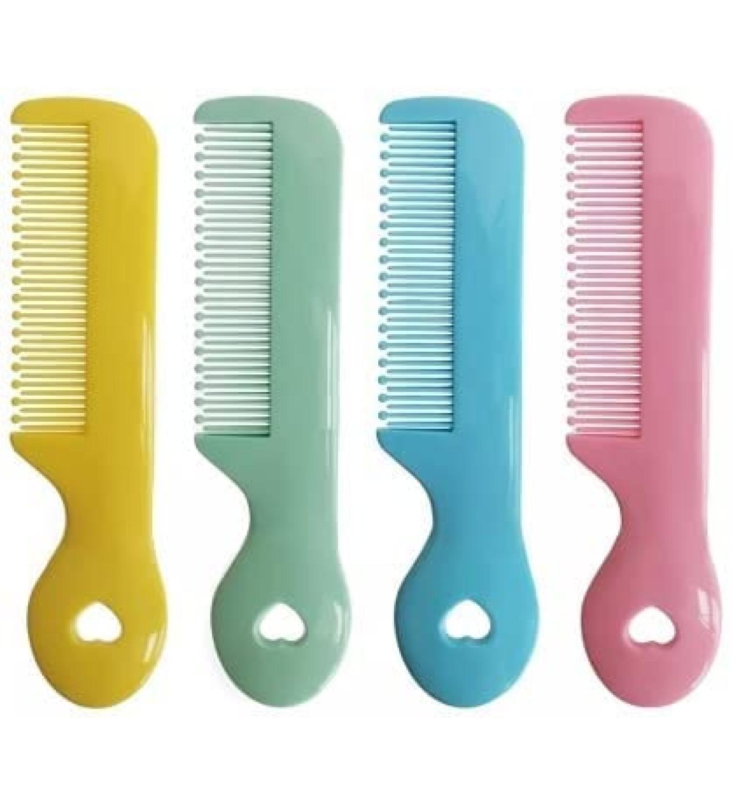 Pack of 4 Baby Round Tip Bristles Comb Set for Gentle Grooming | Ideal for Sensitive Scalp Skin | Nursery Newborn Infant Girl Boy Kids - Buy Online on GoSupps.com