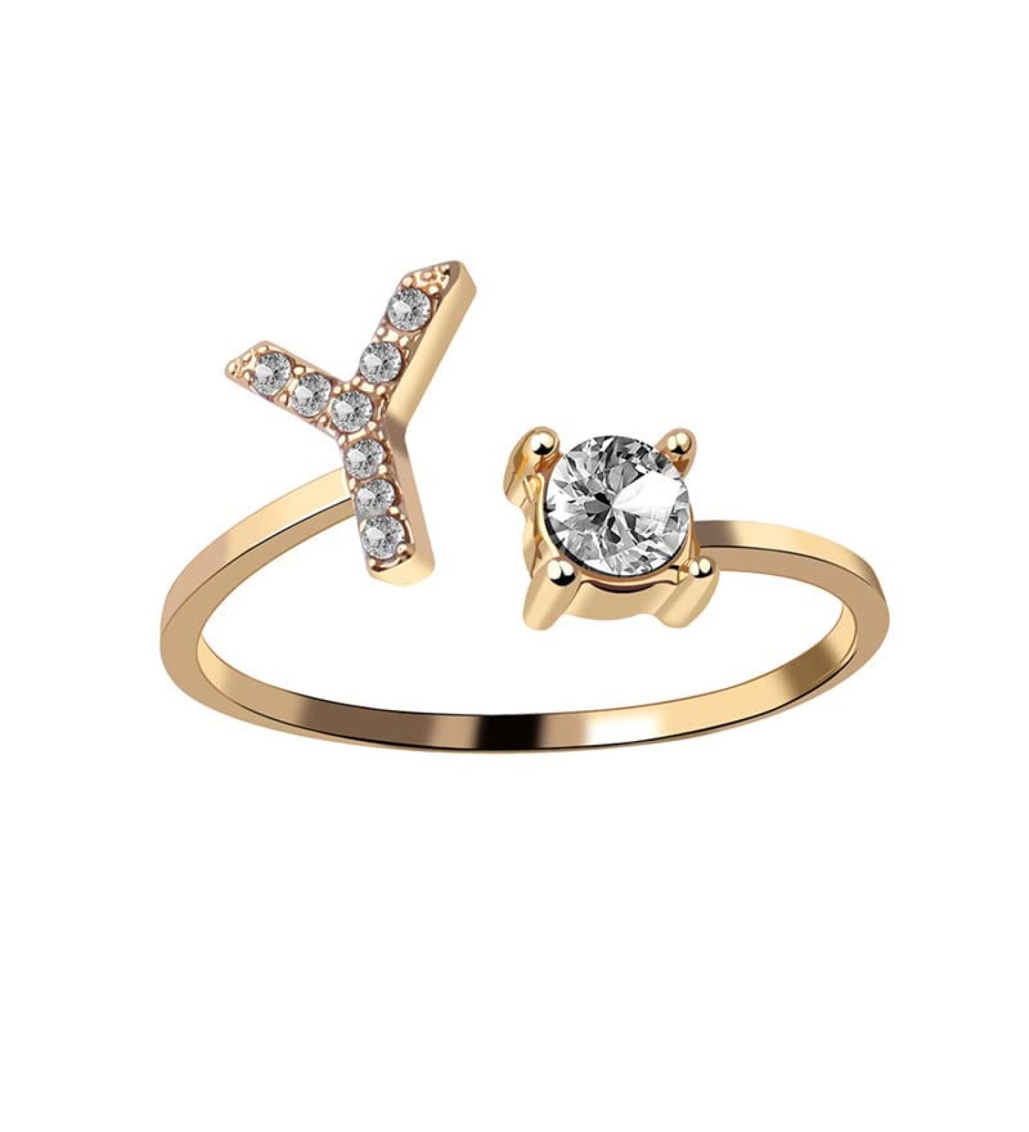 DNCG Ladies 26 English Letter Ring Ring Open Mouth Gold Ring - Buy Online on GoSupps.com