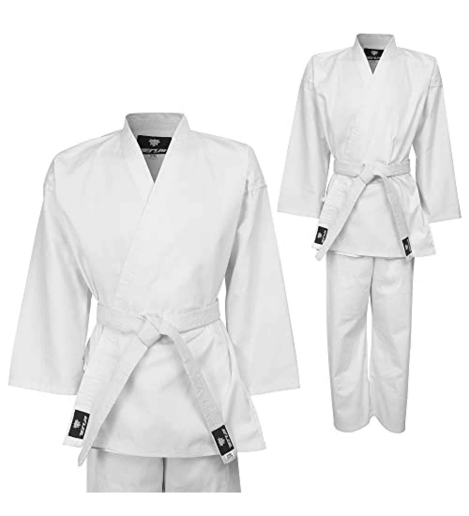 TENUM Lightweight Karate Gi Uniform for Kids & Adults - 8oz, Belt Included - Sizes 00/3'11 - 4'2 - Buy Online on GoSupps.com