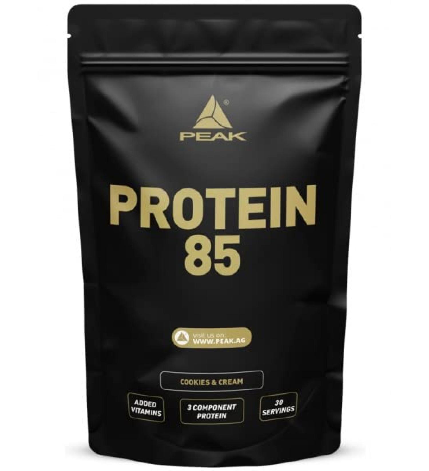 Buy PEAK Protein Cookies & Cream 85-900g - 30 Portions | Multi-Component Soy Casein & Wheat Protein with Vitamins | International Shipping - Buy Online on GoSupps.com
