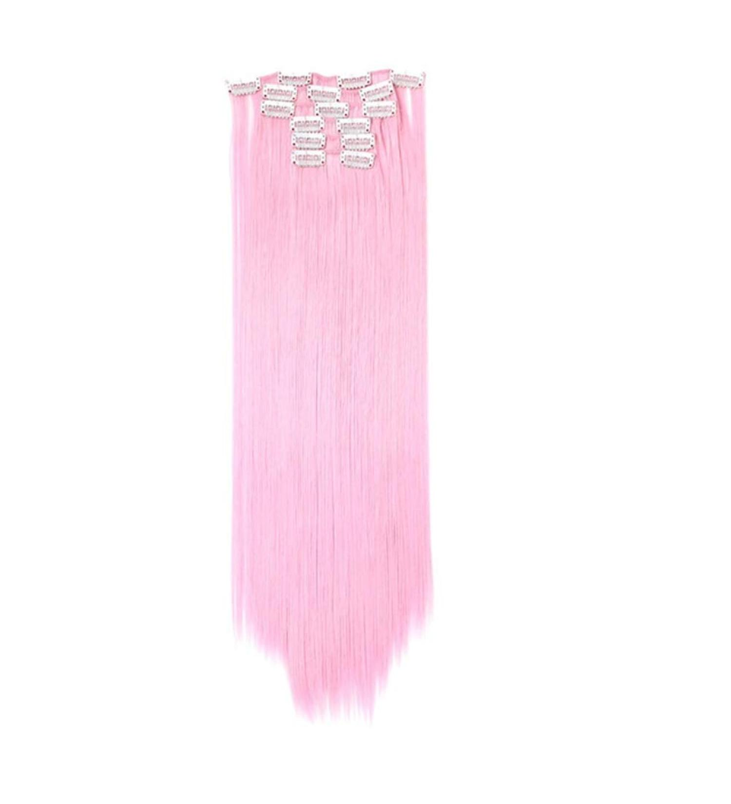 22 Inch Heat-Resistant Synthetic Clip-In Wigs for Women - 16 Clips 6 Pieces Set - Straight Hair - Buy Online on GoSupps.com