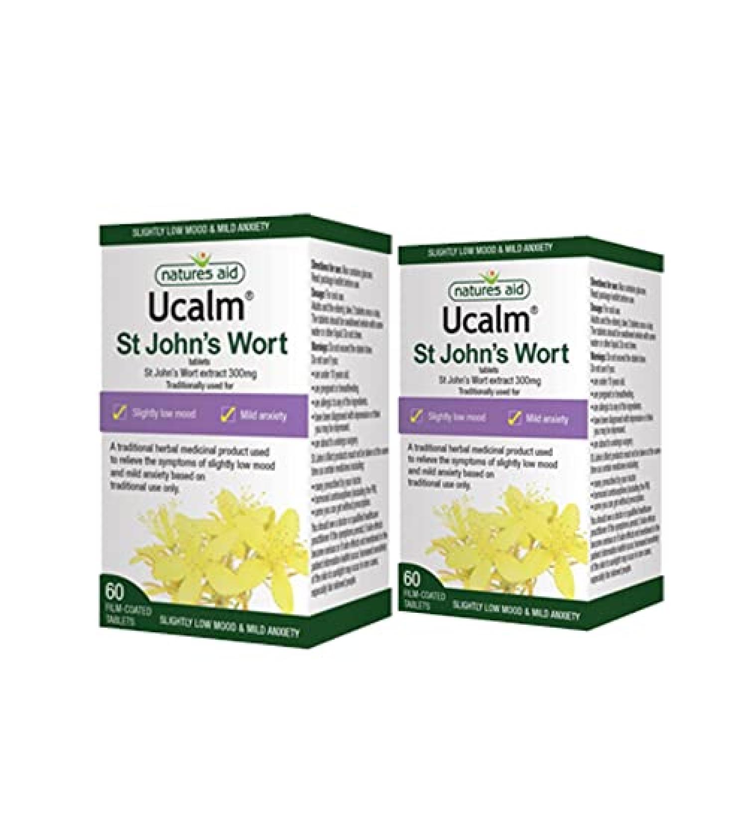 St Johns Wort 2 x 60 Vegan Tablets Relieve The Symptoms of Slightly Low Mood and mild Anxiety - Buy Online on GoSupps.com