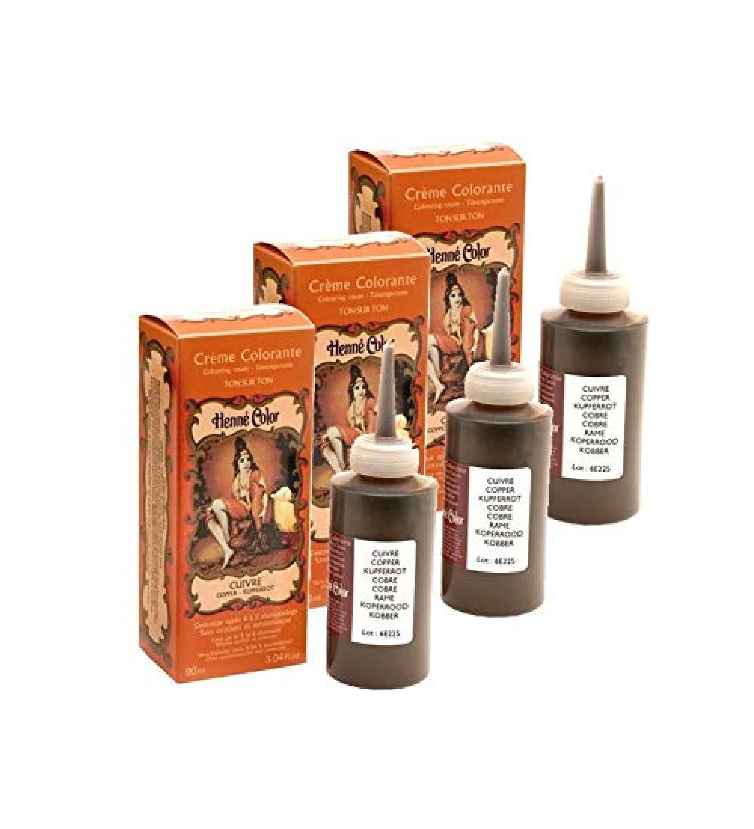 3 Creams Color Cream Copper 100% Natural Without Sulfates For Hair Semi-Permanent Natural Care Henna Hair Care 3 x 90 ml
