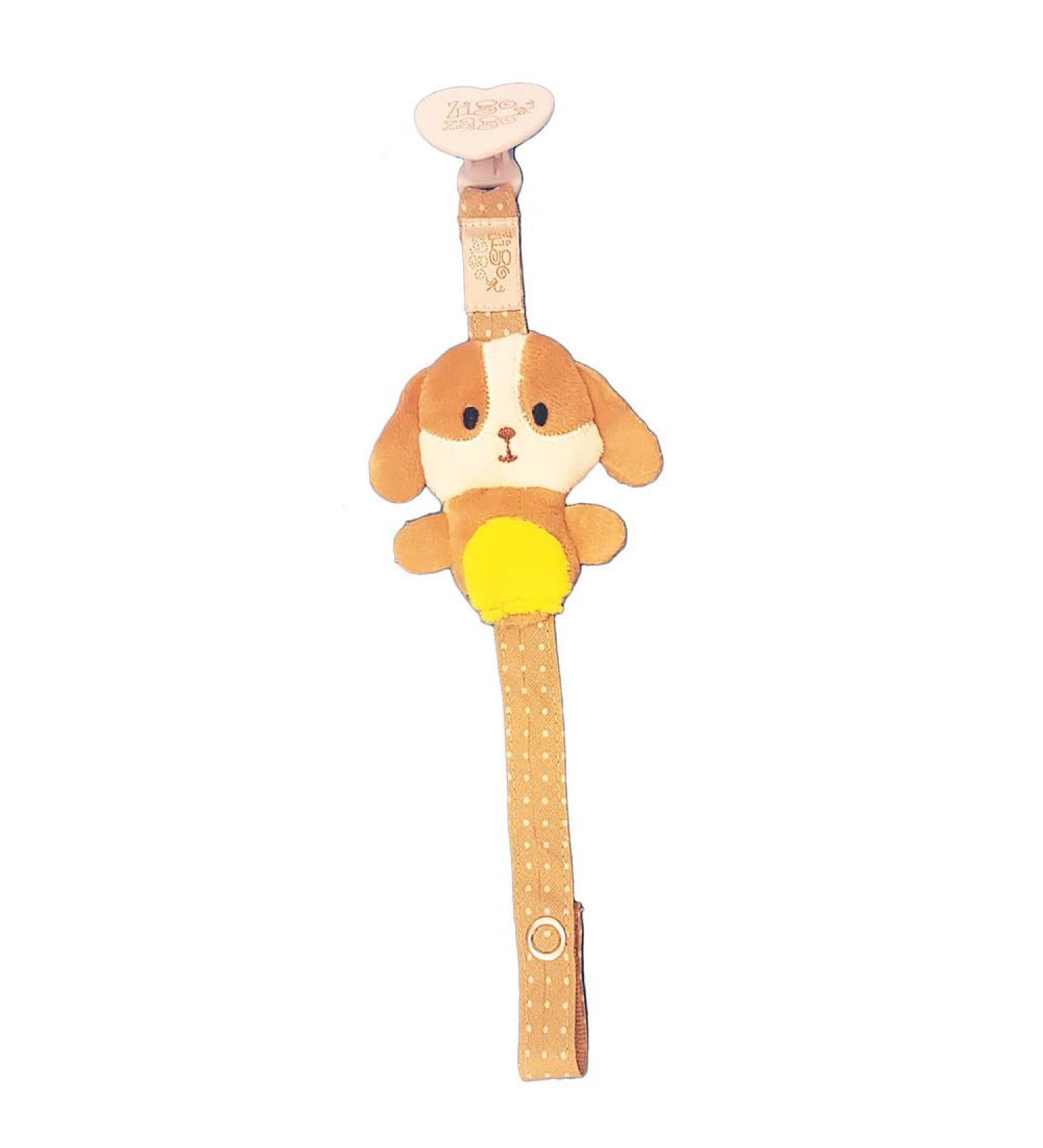 Zigozago Pacifier Chain with Plush Dog | Safe & Stylish Baby Accessory | International Shipping Available - Buy Online on GoSupps.com