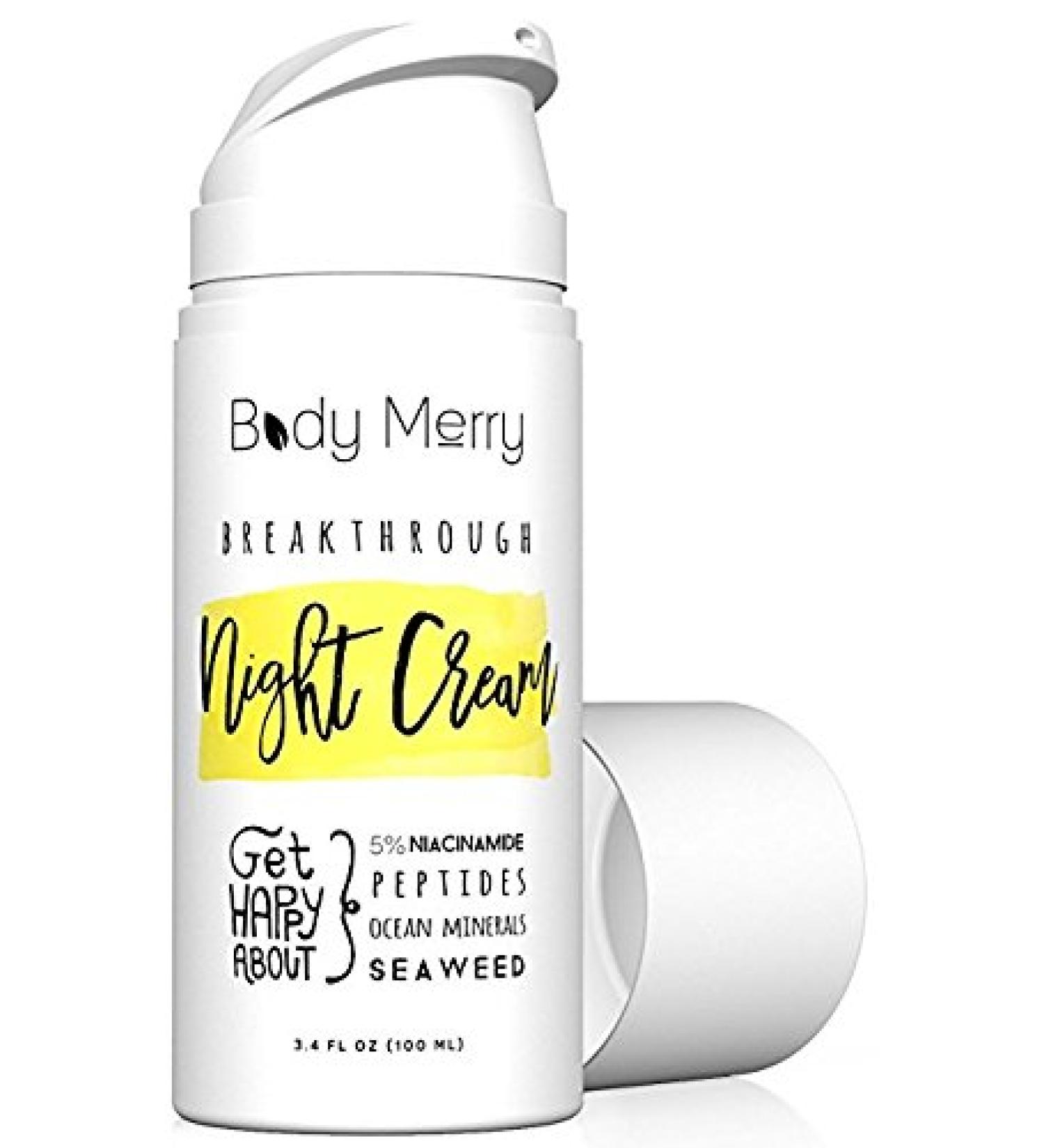 Body Merry Breakthrough Night Cream - Anti-Aging Moisturizer with Niacinamide, Peptides, and Hyaluronic Acid - Cruelty Free Skin Care for Fine Lines and Wrinkles 3.4 oz - Buy Online on GoSupps.com