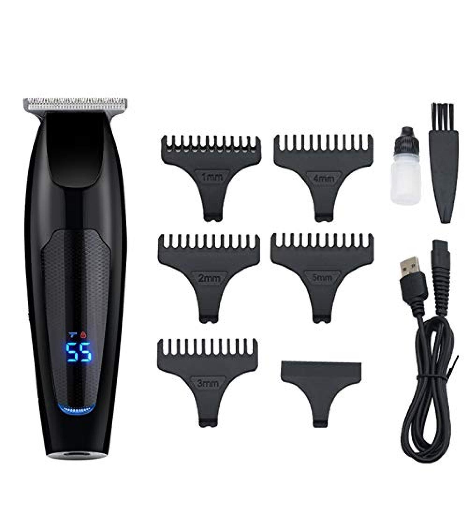 Aiwjeakh Electric Hair Clipper USB Rechargeable Professional Hair Barber Haircutter LED Display Digital with 5 Limit Combs - Buy Online on GoSupps.com