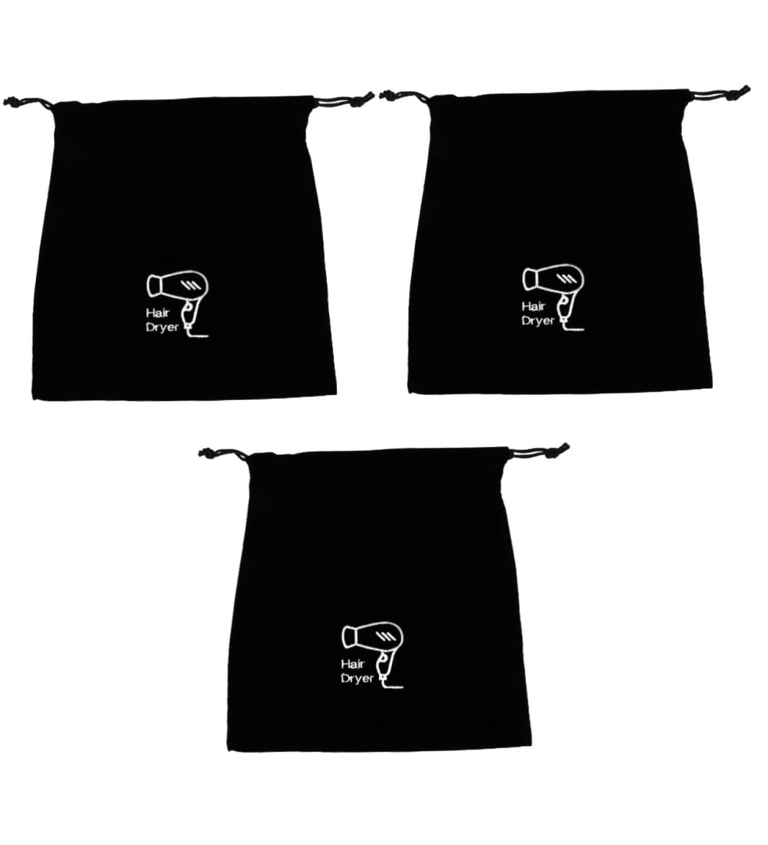 SOESFOUFU 3 Pcs Hair Dryer Storage Bag Hair Dryer Bags Travel Bag Portable Hair Dryer Purse Black Flannel - Buy Online on GoSupps.com