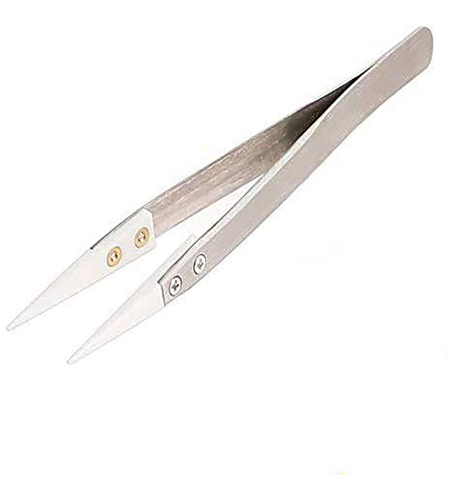 Precision Ceramic Tweezers - Non-Conductive, Anti-Static & Highly Heat Resistant - 1 Pack Silver - Buy Online on GoSupps.com