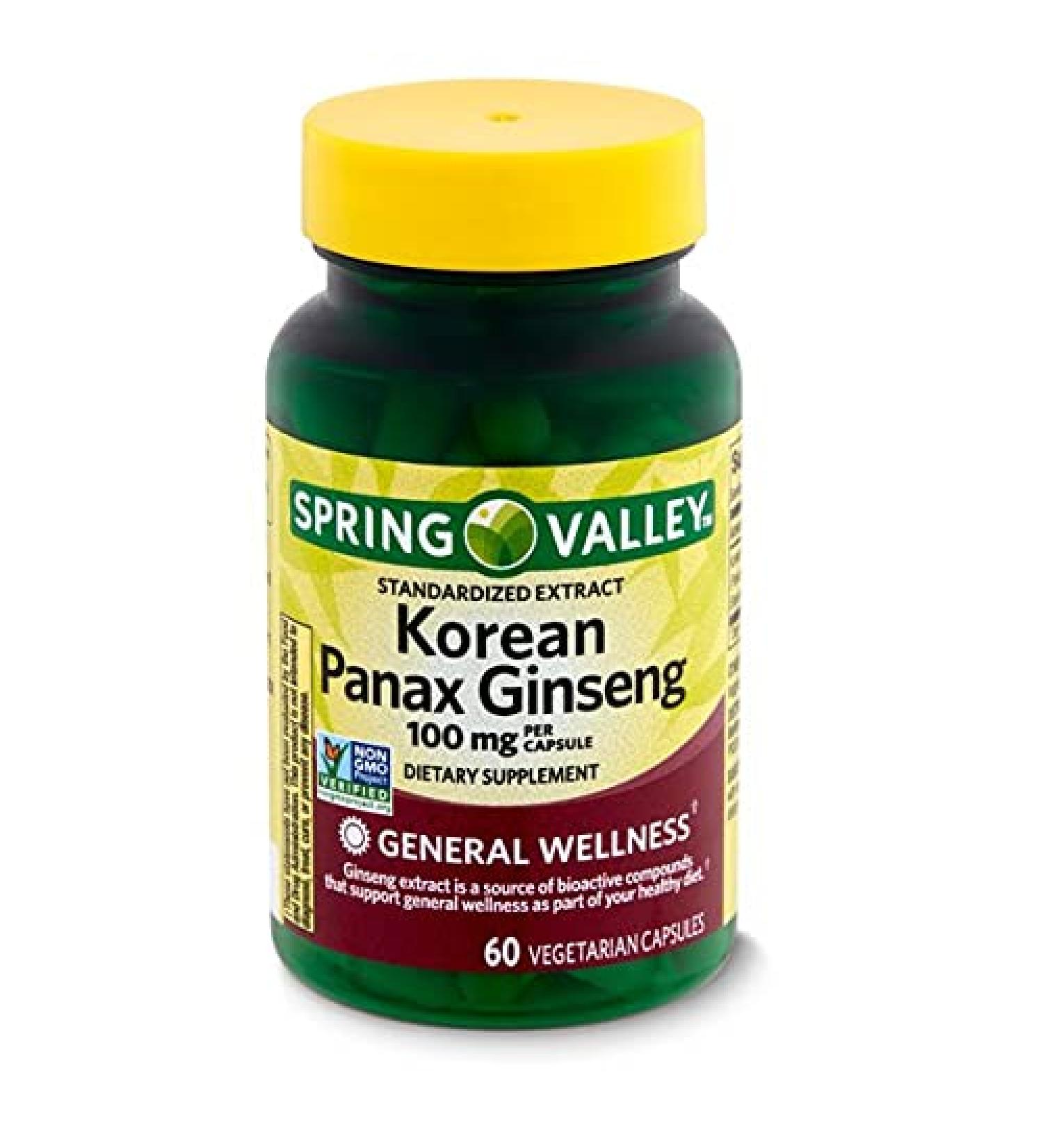 Spring Valley Korean Panax Ginseng 60 Capsules - Energy, Immune and Brain Support - Buy Online on GoSupps.com