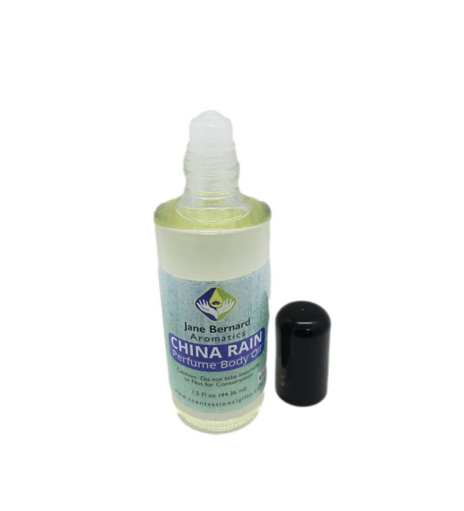 Jane Bernard CHINA RAIN | Genderless (Unisex) Long Lasting Fragrance Perfume Body Oil_44 ml_1.5 Oz Roll | Green Notes Notes of Roses White Lilies and Musk plus 15 ml matching Shea Lotion - Buy Online on GoSupps.com