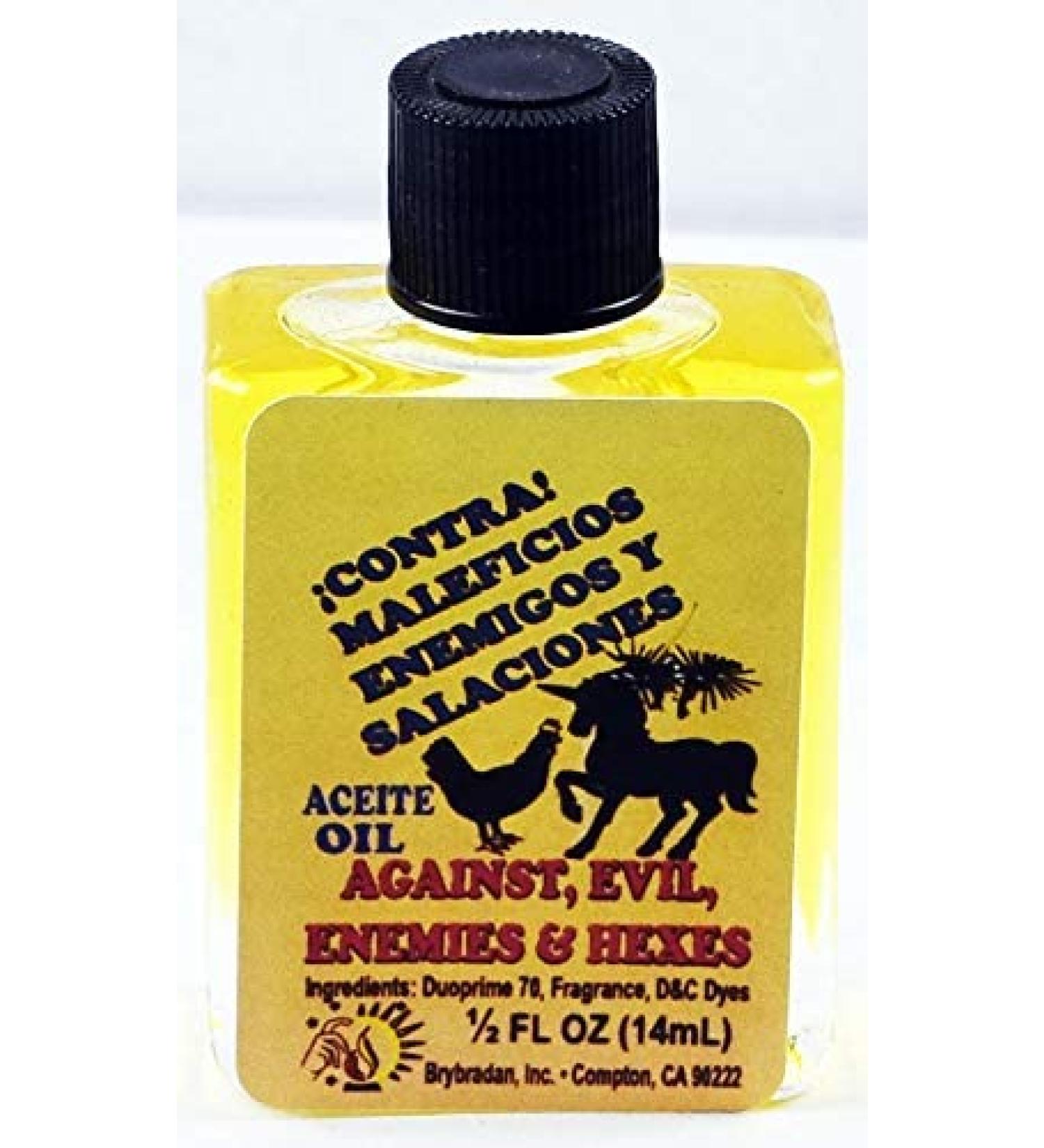 1 Piece BRYBRADAN Against Evil Enemies & HEXES Spiritual Oil Contra MALEFICIOS ENEMIGOS & SALACIONES ACEITE ESPIRITUAL -1/2 FL OZ 14.7ML AGAINST EVIL ENEMIES 0.5 Fl Oz (Pack of 1)