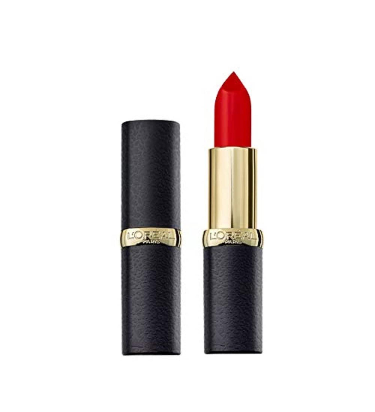 L'Or al Paris Color Riche Matte 344 Retro Red Matt lipstick with nourishing oils creamy texture for maximum lip comfort No. 344 Crimsession Obsession