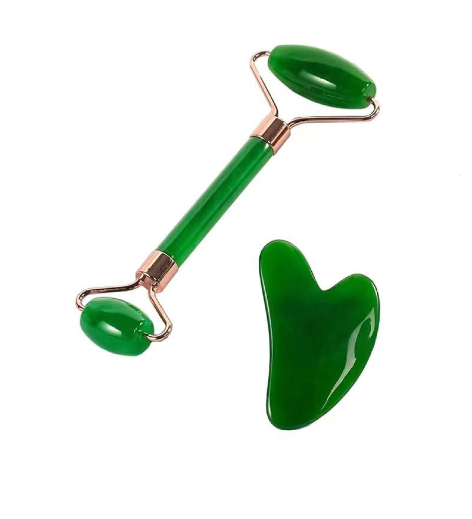 Facial Massage & Scraping Tool Set - Neck Roller for Puffiness & Wrinkle Reduction | Green Skin Care Essentials - Buy Online on GoSupps.com