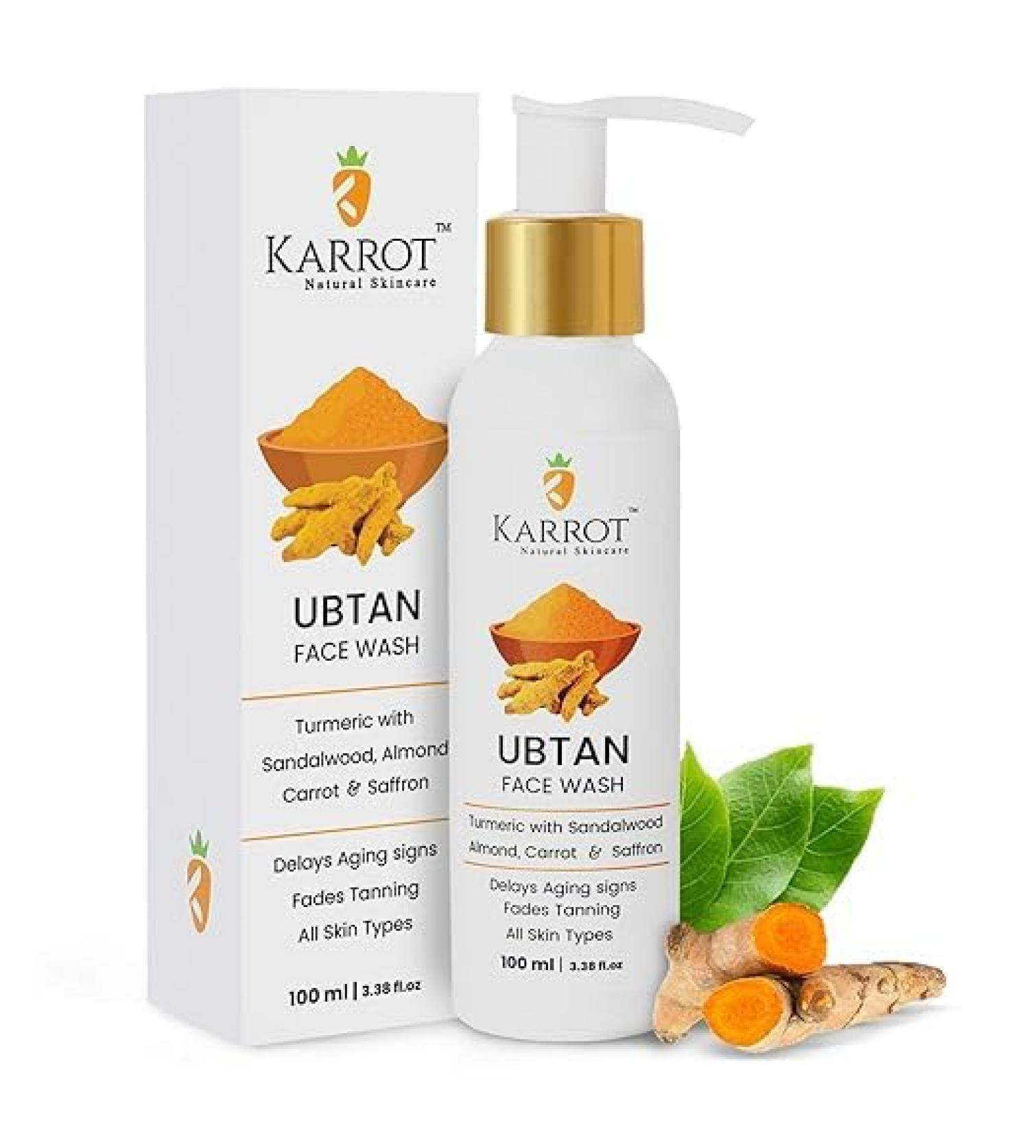 Karrot Natural Skincare Ubtan Detan Face Wash Fades Tanning and Promotes Youthfulness Turmeric with Sandalwood Almond Carrot and Saffron Ideal for Men and Women 100 ml - Buy Online on GoSupps.com