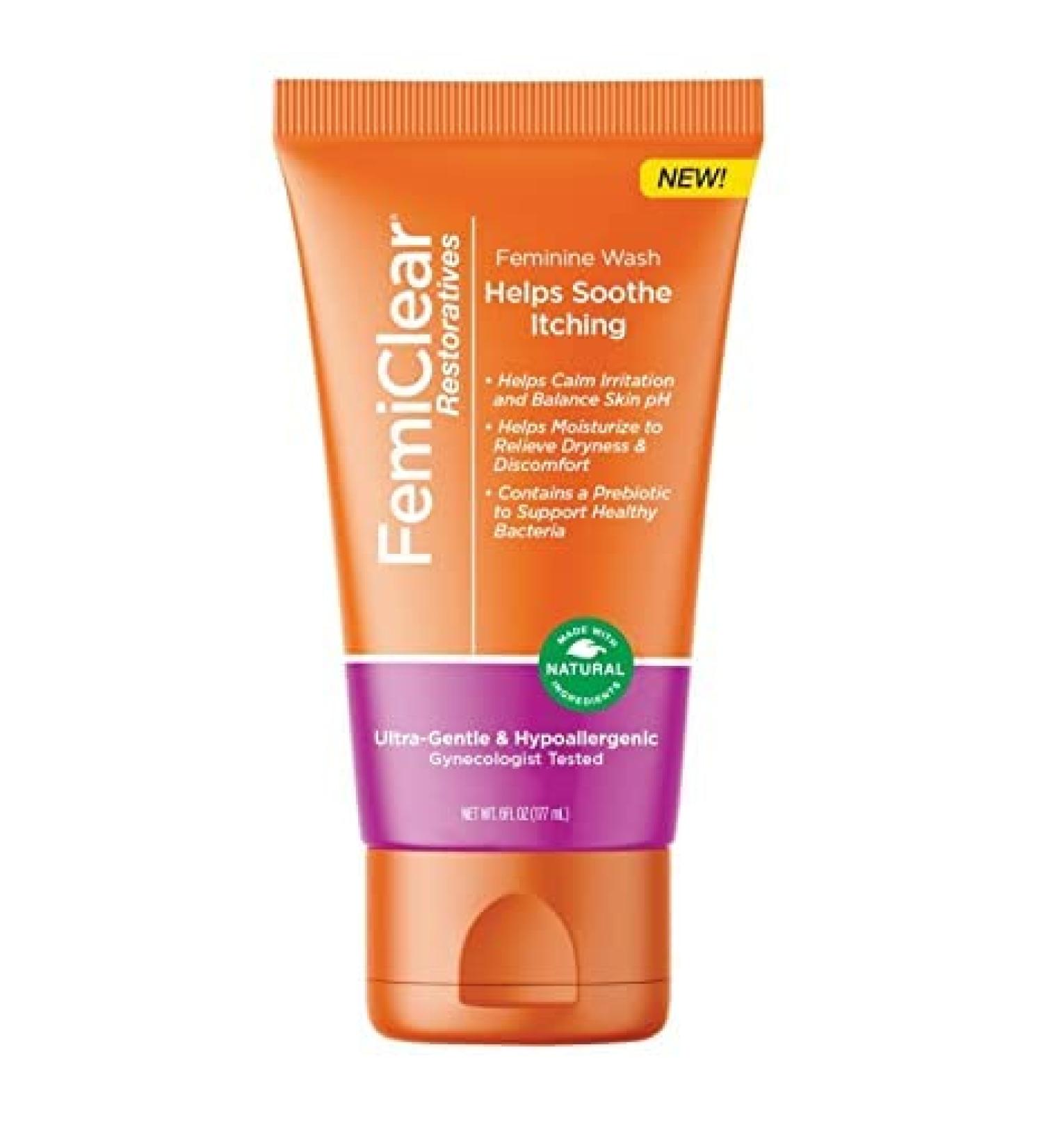 FemiClear Restoratives Soothing Feminine Wash - Relief for Itching & Irritated Skin, pH Balanced Feminine Care for Vaginal Health (6 oz) - Buy Online on GoSupps.com