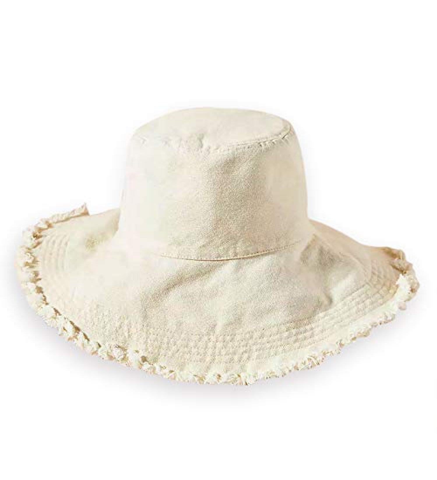 HZEYN Women's Wide Brim Cotton Bucket Hat UPF 50+ Beige - Summer Travel Packable Beach Sun Hat - Buy Online on GoSupps.com