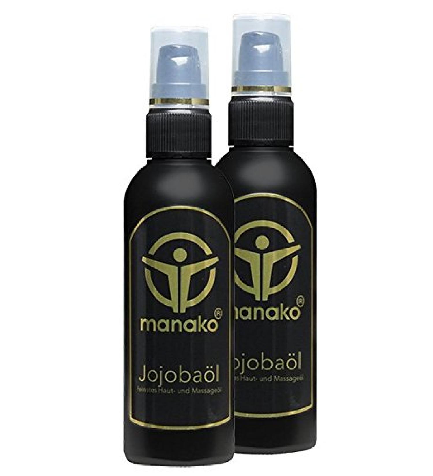 manako jojoba oil (skin oil/ cosmetic oil/ massage oil) 2 x 100 ml pump bottles