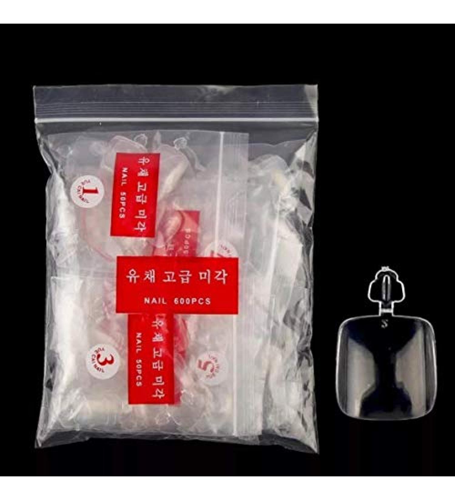 600 PCS 12 Sizes False Toenails | Full Cover Acrylic Toenails for Nail Salons & DIY Nail Art - Transparent - Buy Online on GoSupps.com