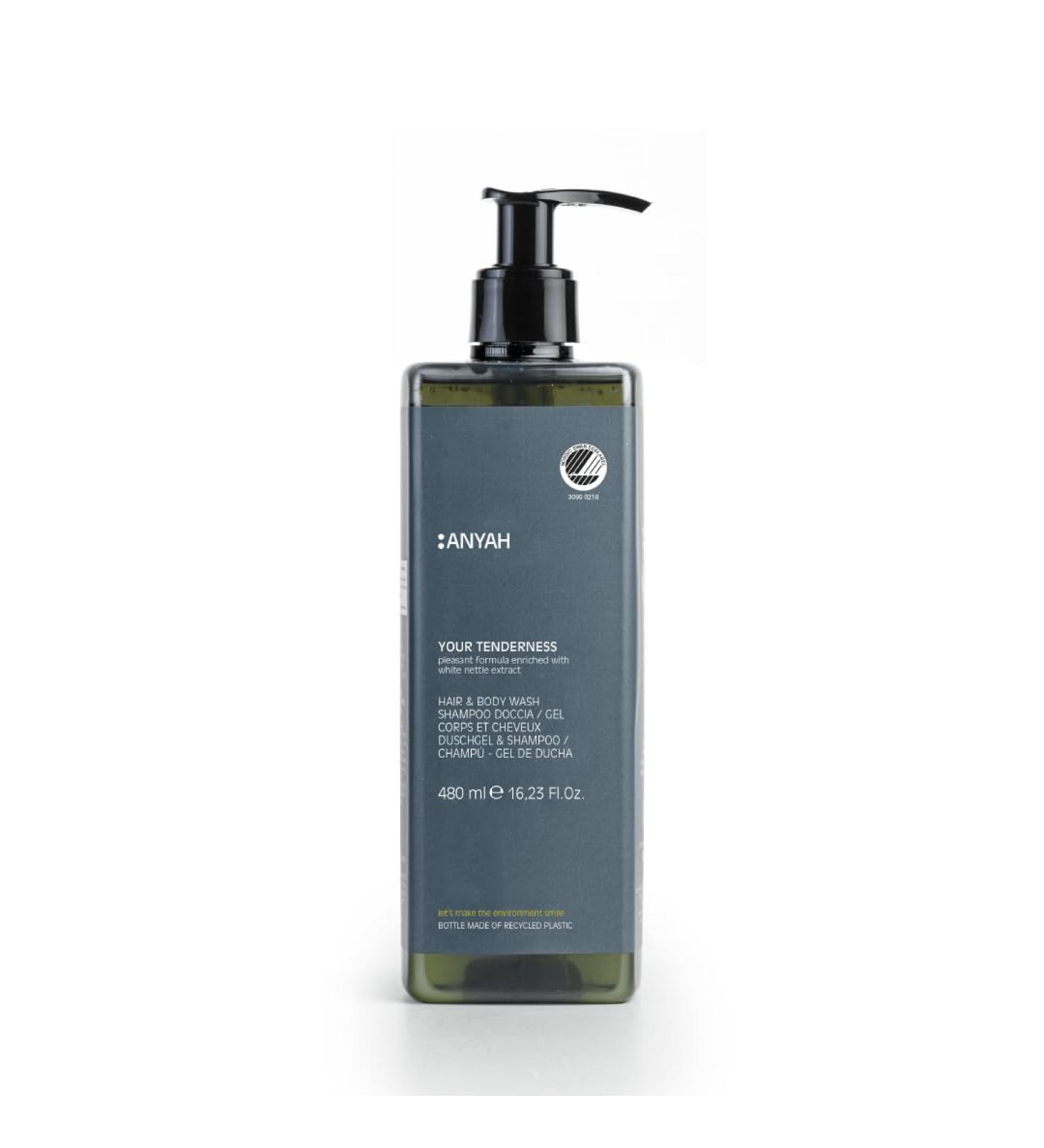  Anyah ANYAH Shower Shampoo 480ml - Gentle 2-in-1 cleanser with white nettle extract moisturizes dry skin strengthens hair vegan formula Nordic Ecolabel certified - No - Buy Online on GoSupps.com