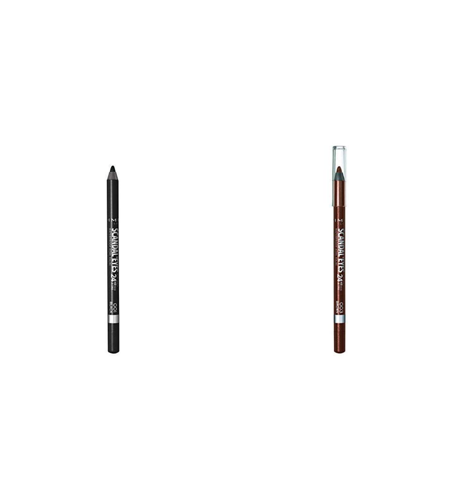 Rimmel Scandaleyes Waterproof Gel Eye Liner Pencil Black & Rimmel Scandaleyes 24hr waterproof eyeliner Brown Pack of 1 Black 001/Brown 1 Count