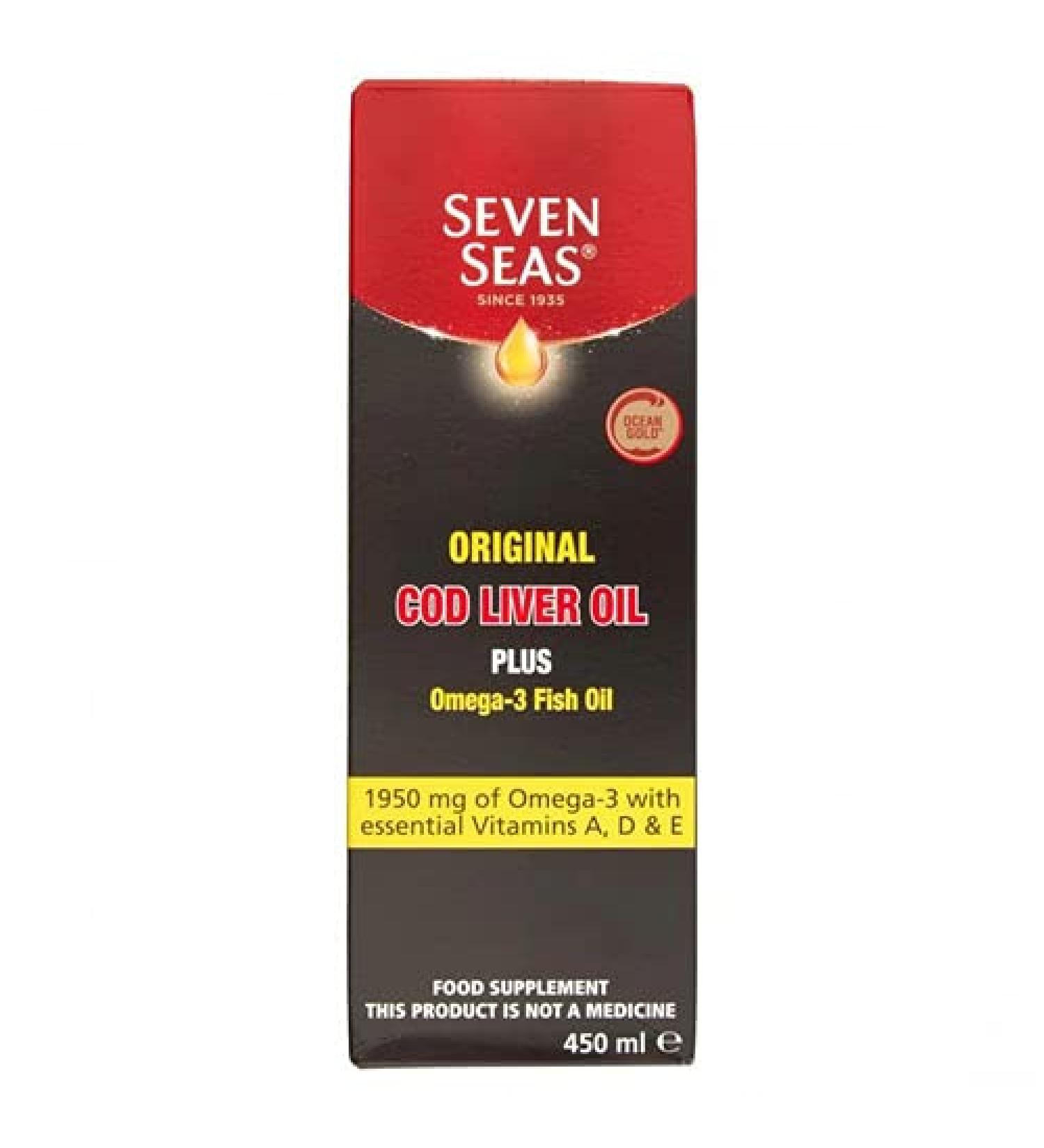 Seven Seas Cod Liver Oil Plus Omega-3 Fish Oil Liquid with Vitamin D - 450ml