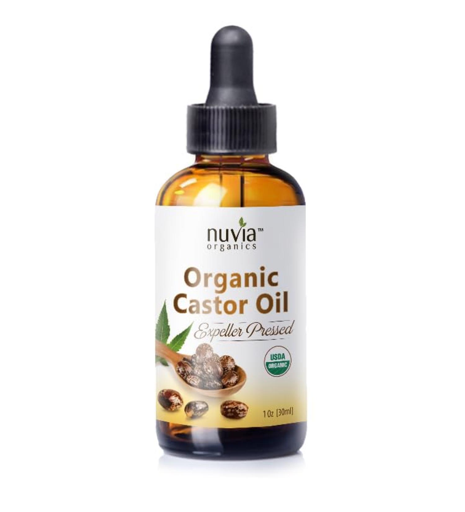Nuvia Organics Castor Oil - USDA Organic Pure & Non-GMO 1oz | Best for Hair & Skin Care - Buy Online on GoSupps.com