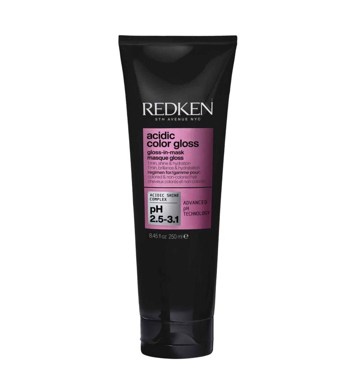 Redken For Colored Hair Intense Shine and Hydration Cleans Without Weighing Down pH Formula with Glycerin and Fatty Acids Acidic Color Gloss 1Min GlossinMask 250ML - Buy Online on GoSupps.com