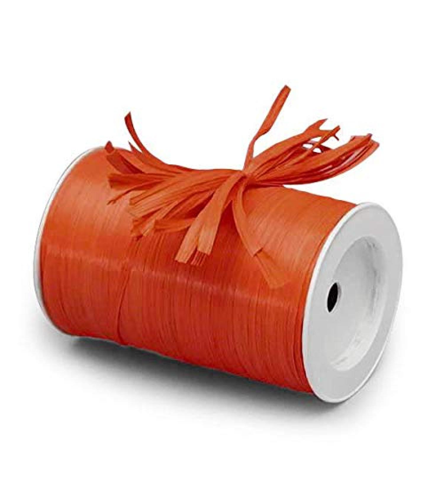 Orange Matte Raffia Ribbon - 1/4 ''x 100 yd - DIY Home Projects - Gift Packaging - Party Decor - Natural Farms